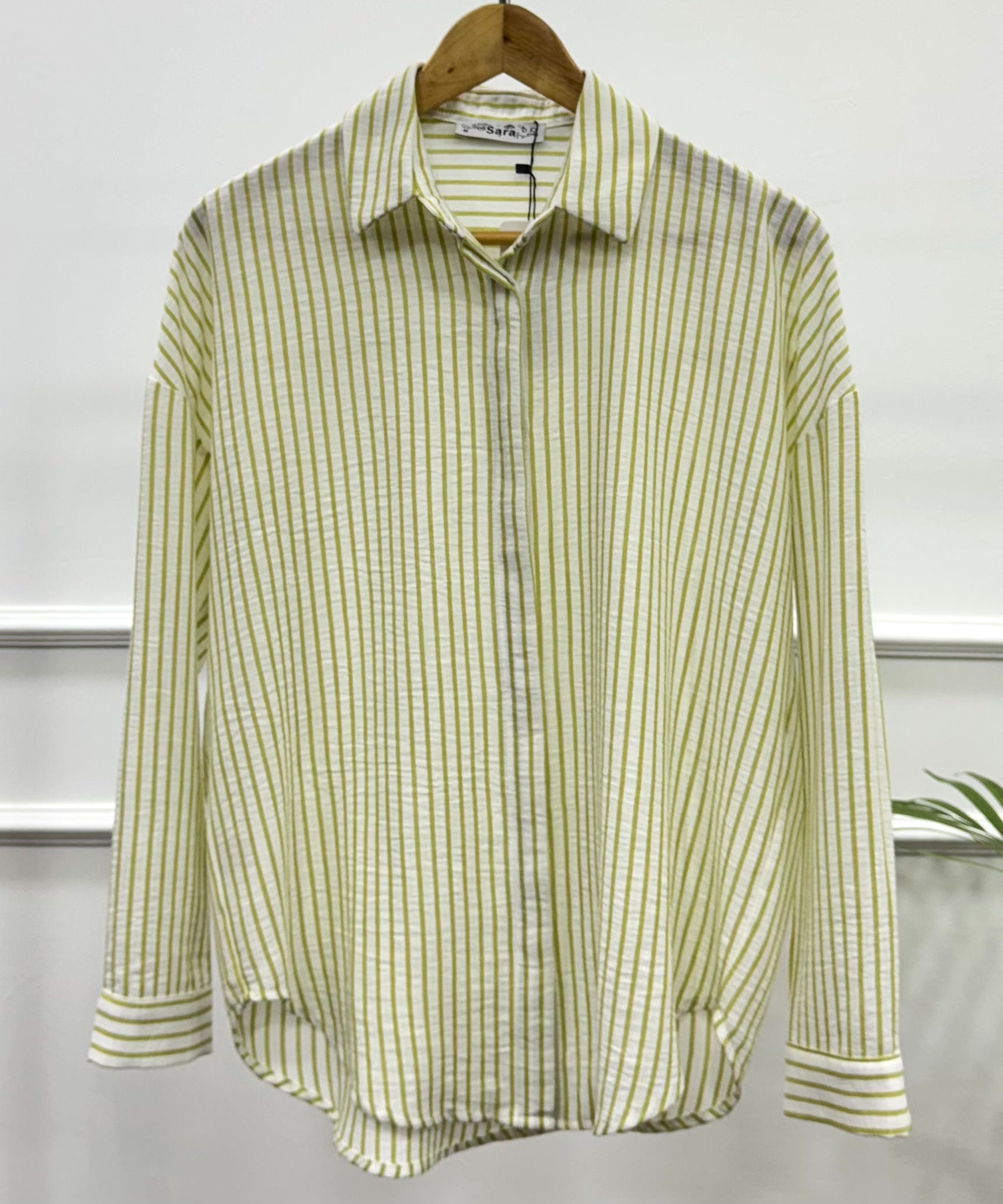 Striped Casual Shirt-Spanish Linen-YELLOW