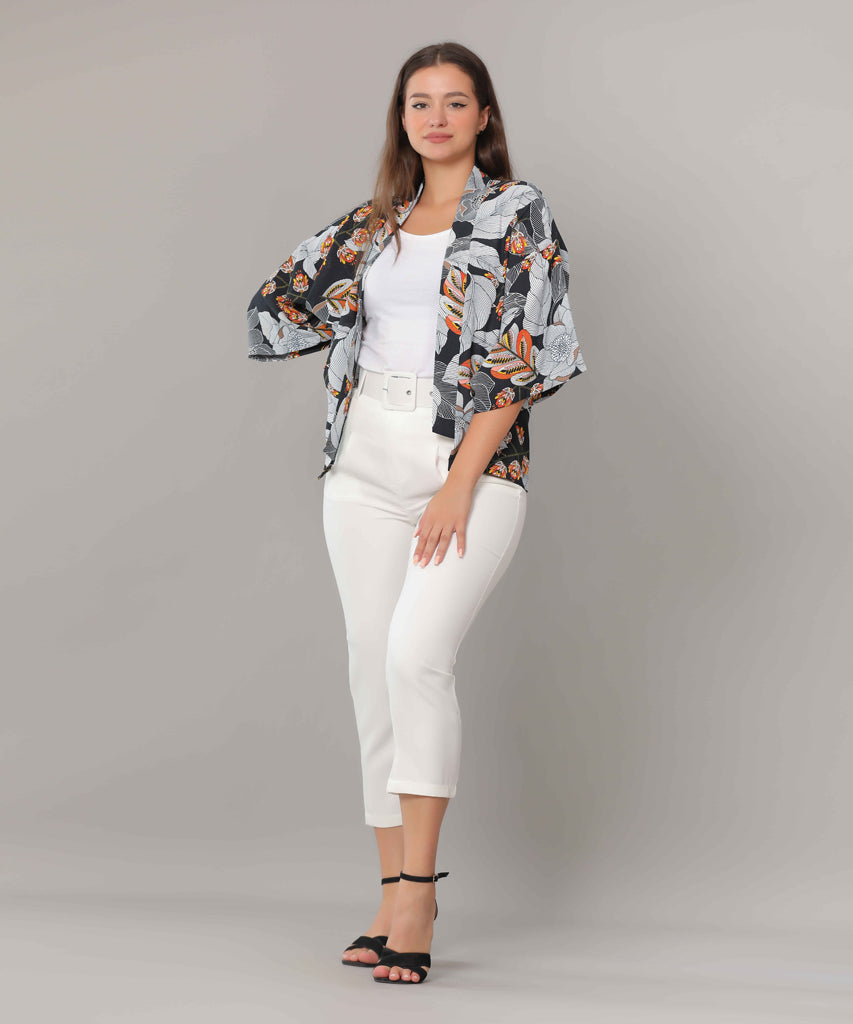 Pancho-Chiffon Crepe-BLACK