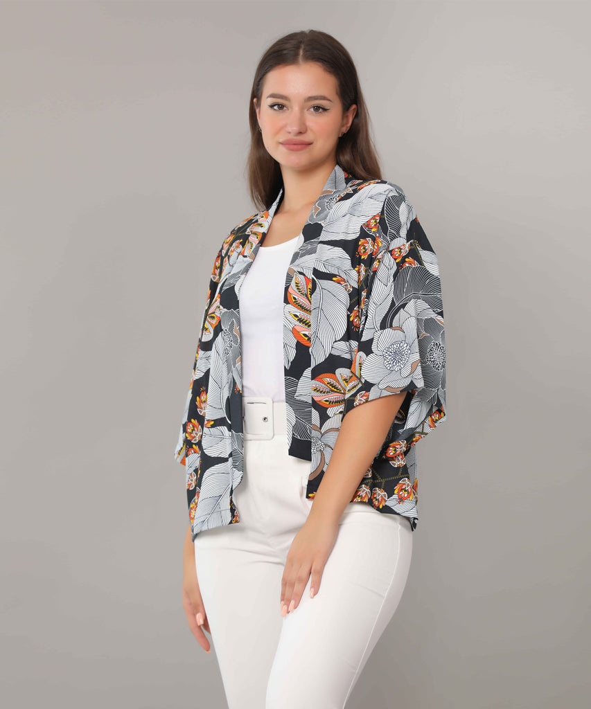 Pancho-Chiffon Crepe-BLACK