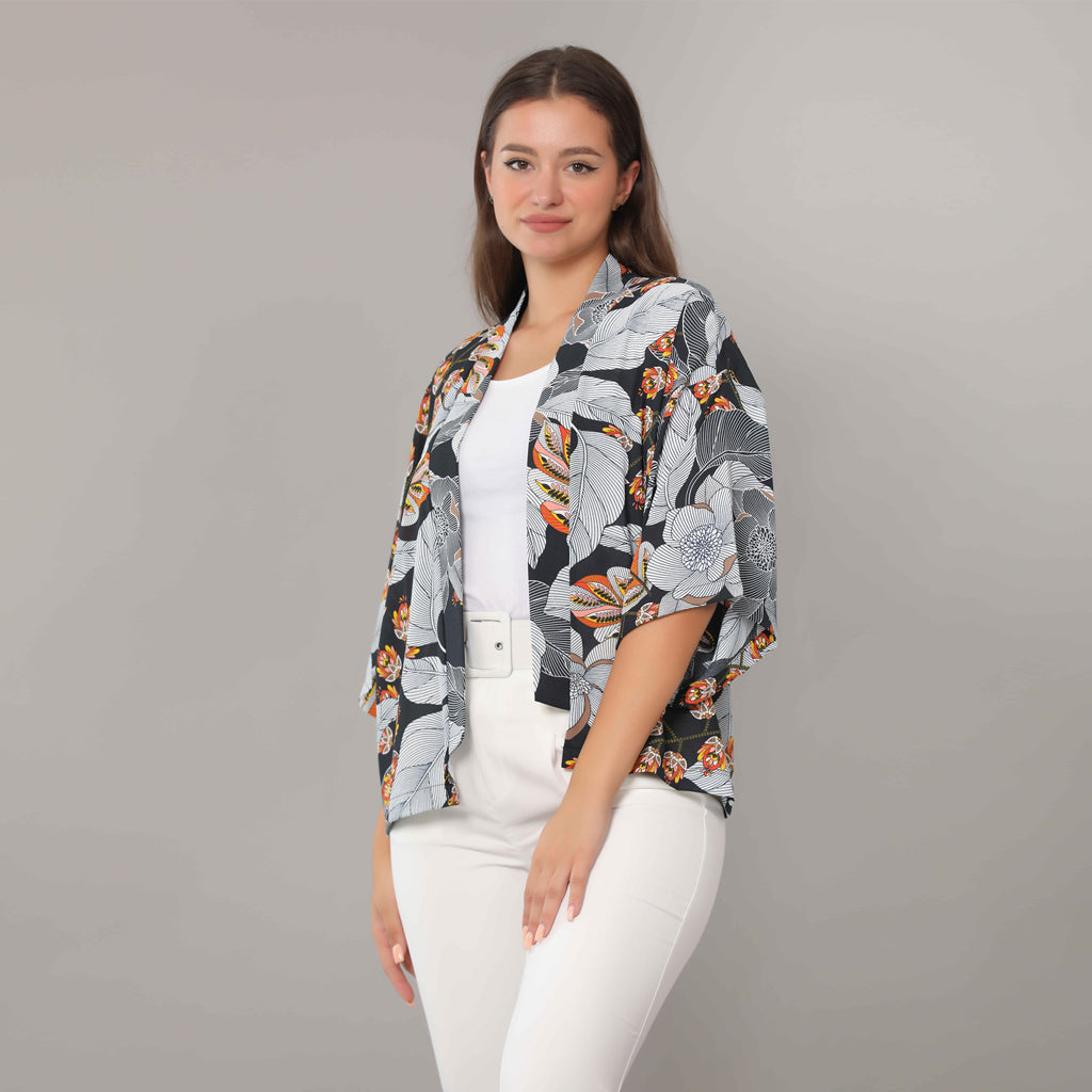 Pancho-Chiffon Crepe-BLACK