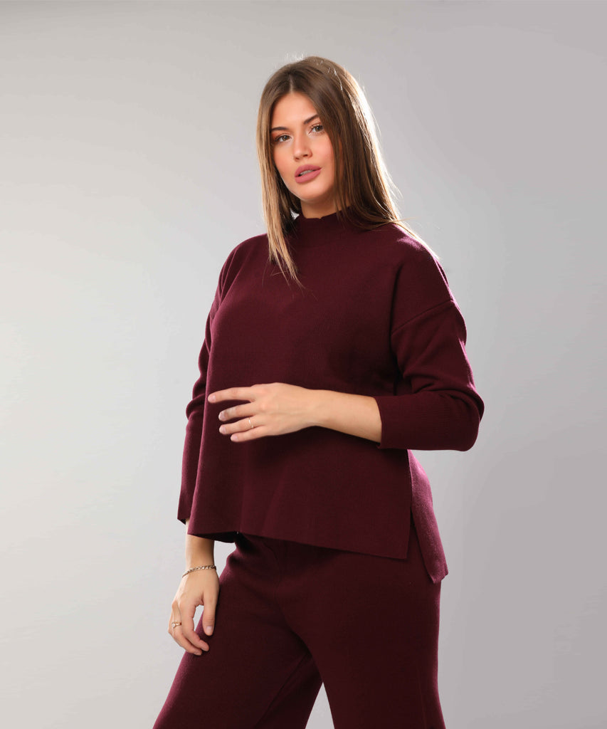 Trouser-Knit-BURGANDY