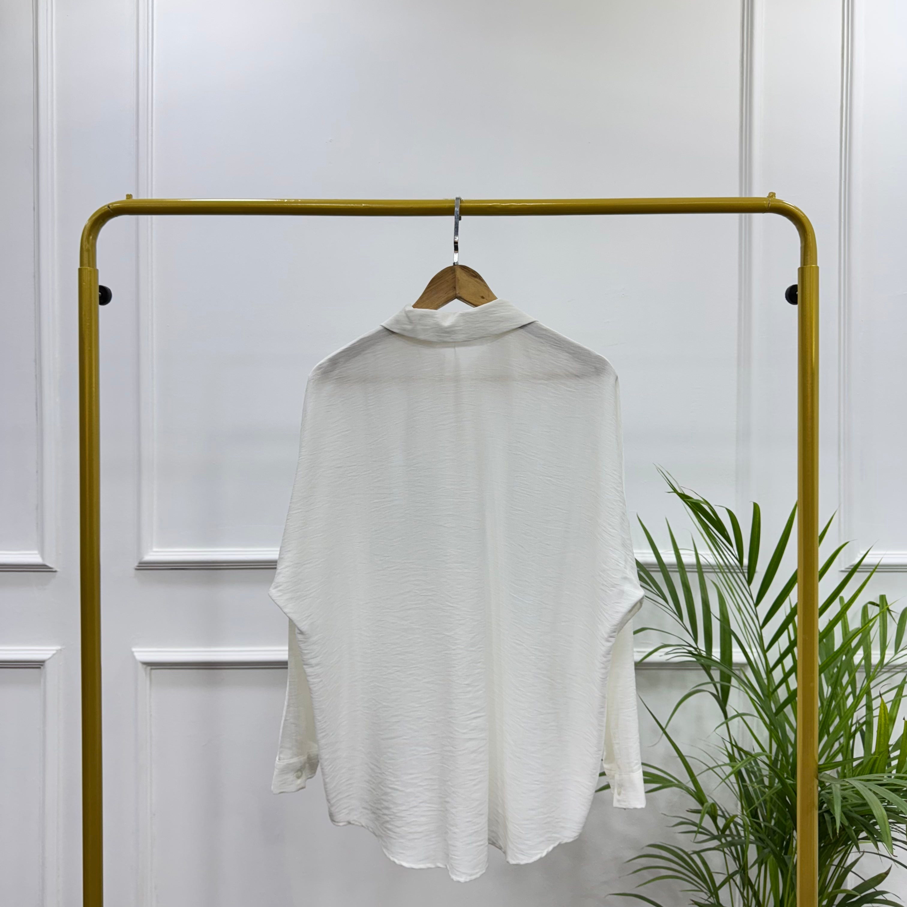 Casual Oversized Shirt-Linen-White