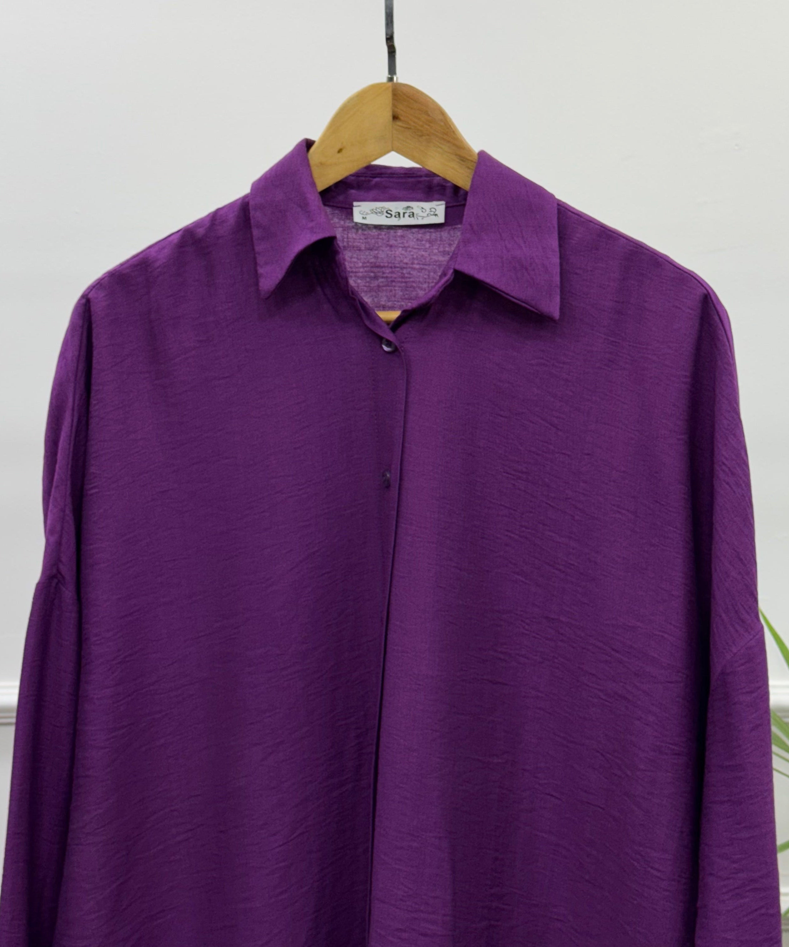 Casual Oversized Shirt-Linen-Purple