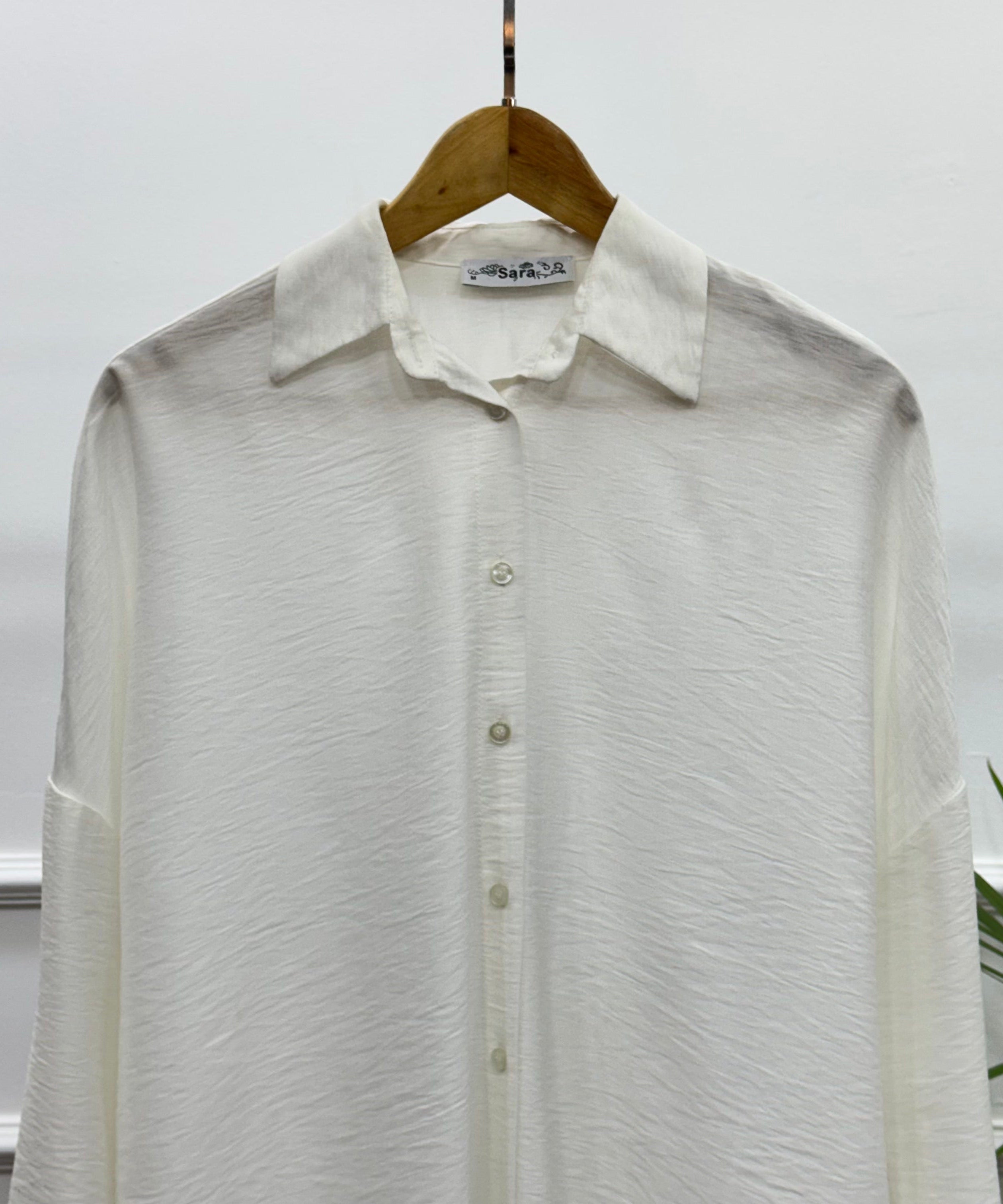 Casual Oversized Shirt-Linen-White