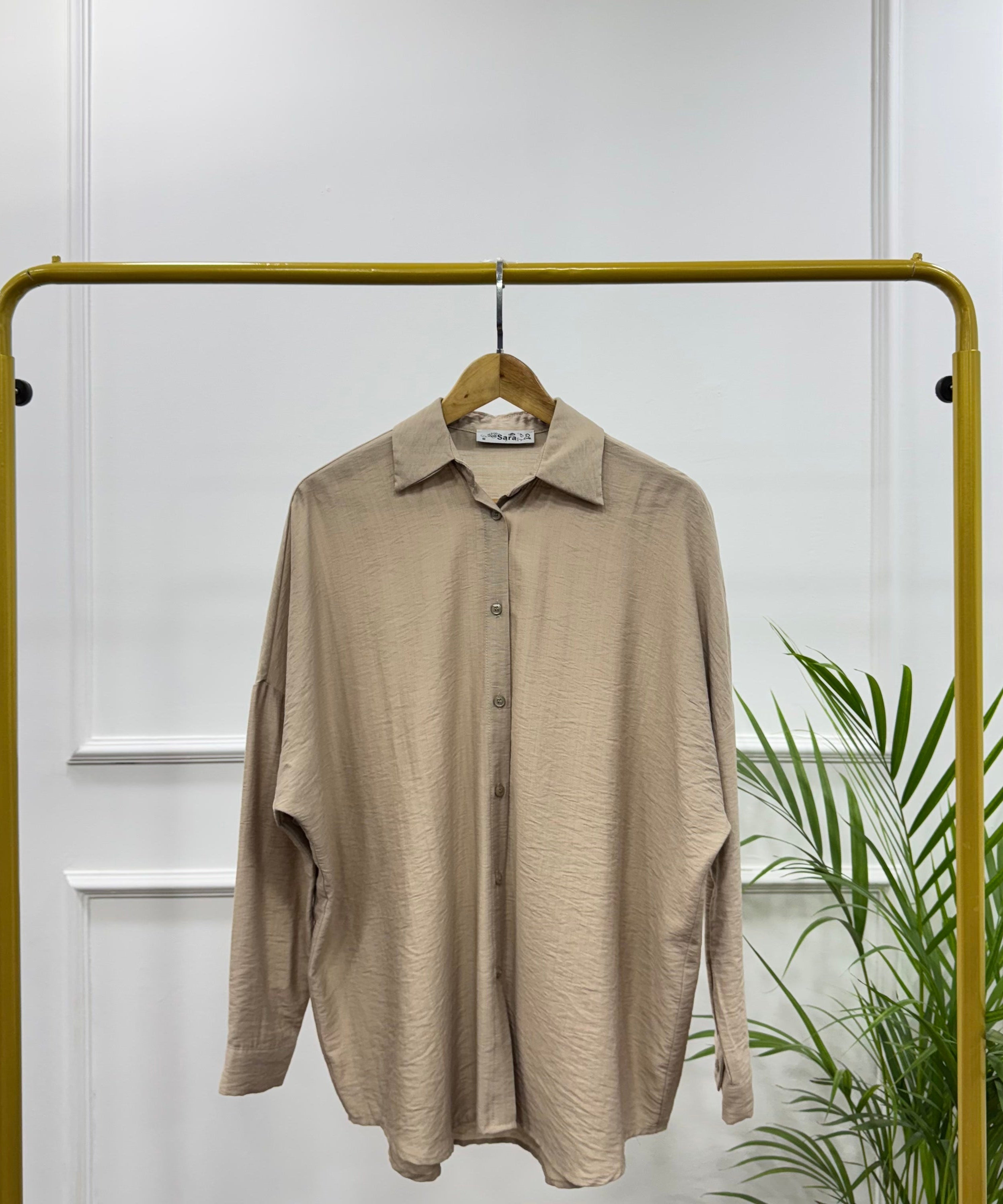 Casual Oversized Shirt-Linen-Cafee