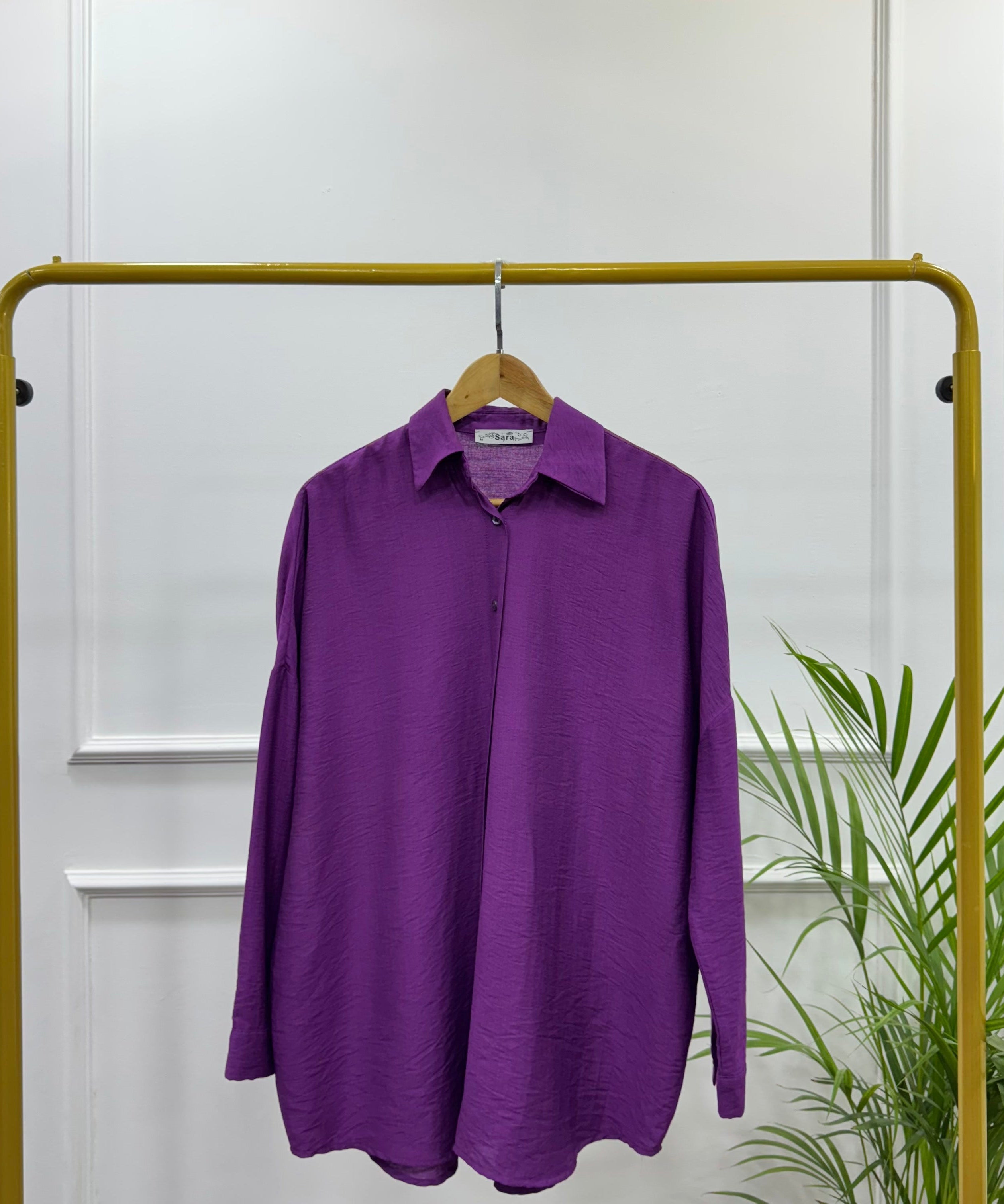 Casual Oversized Shirt-Linen-Purple