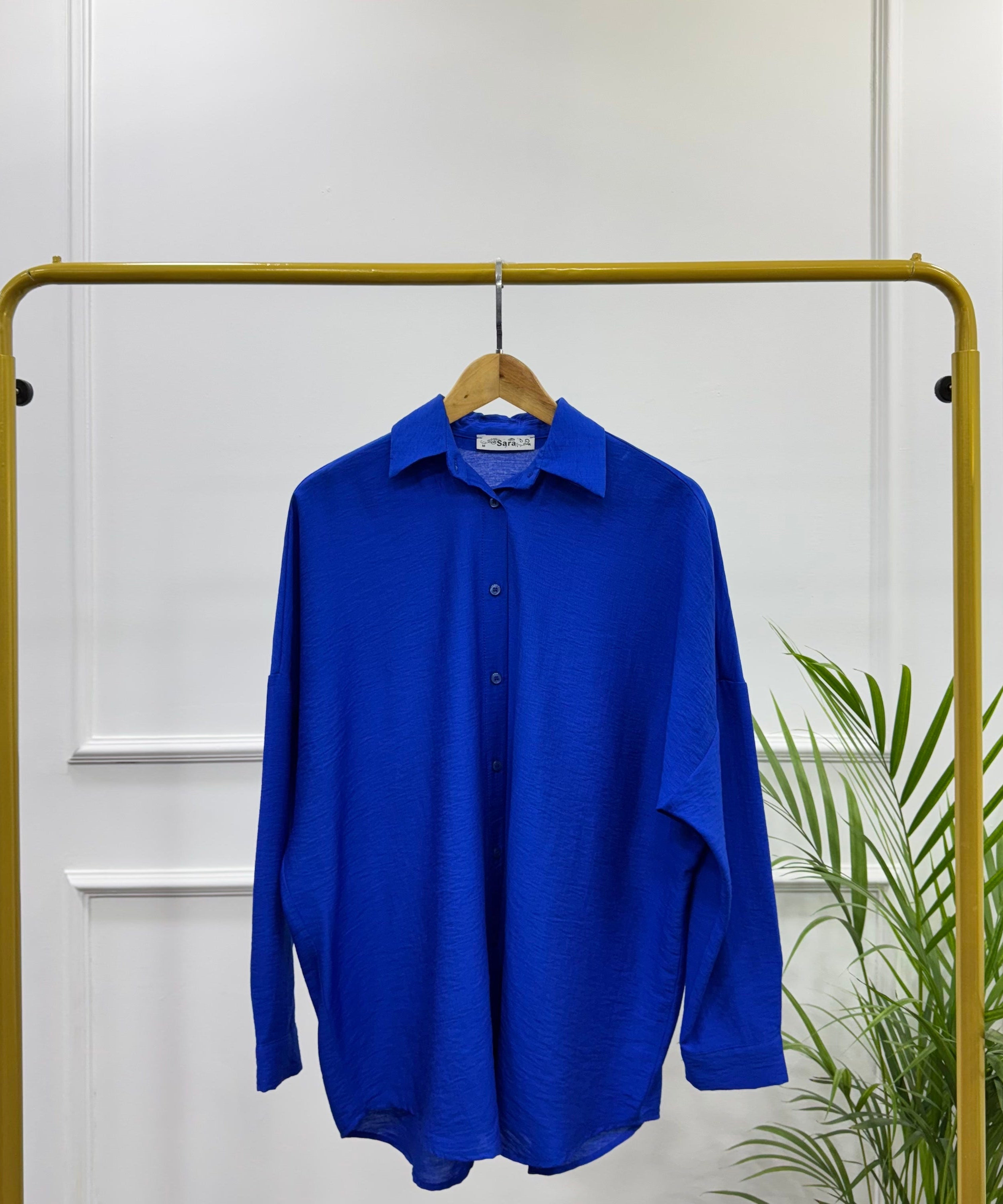 Casual Oversized Shirt-Linen-Blue