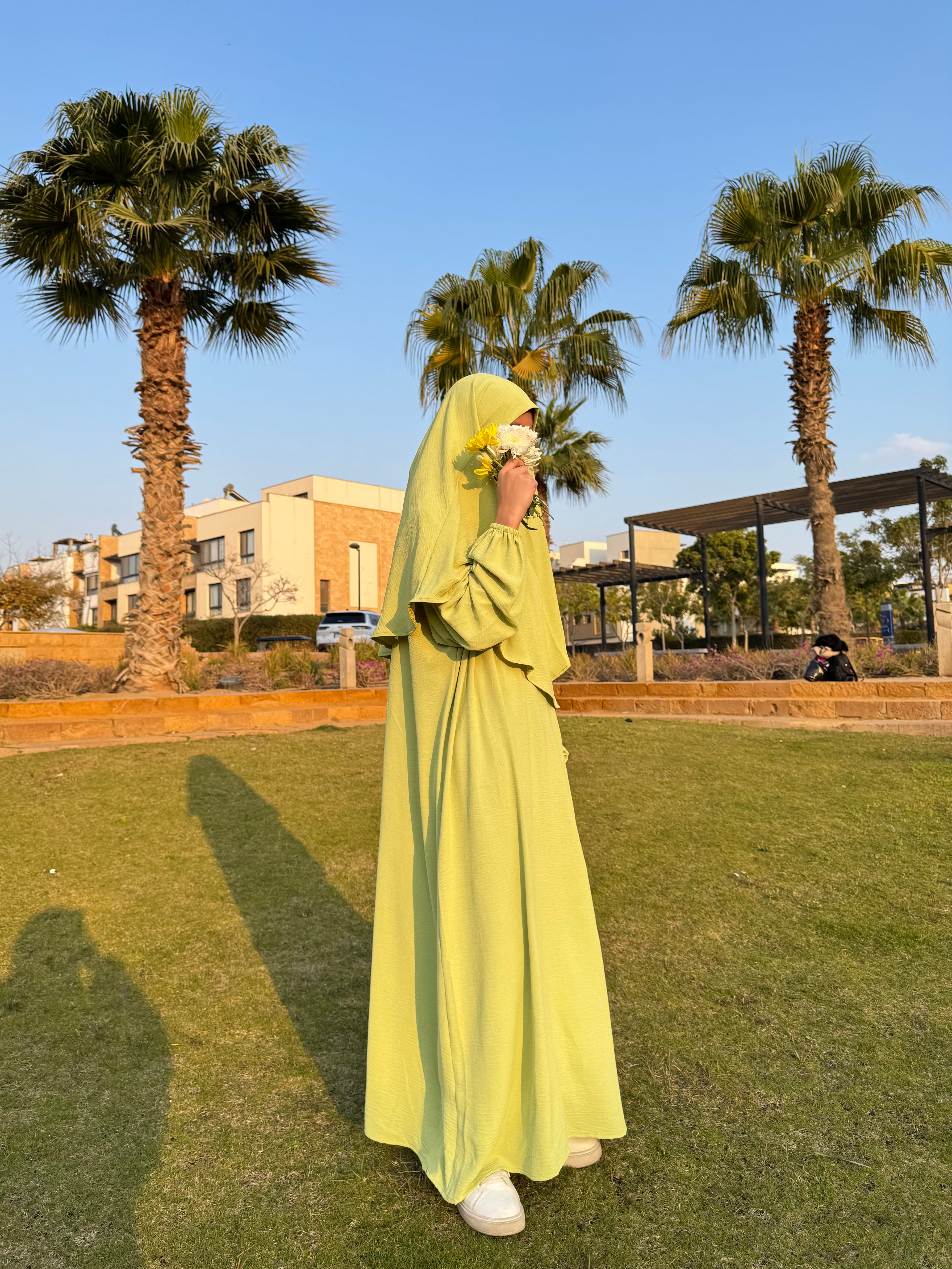 Abaya (Girls)-Cotton Viscose-Kiwi