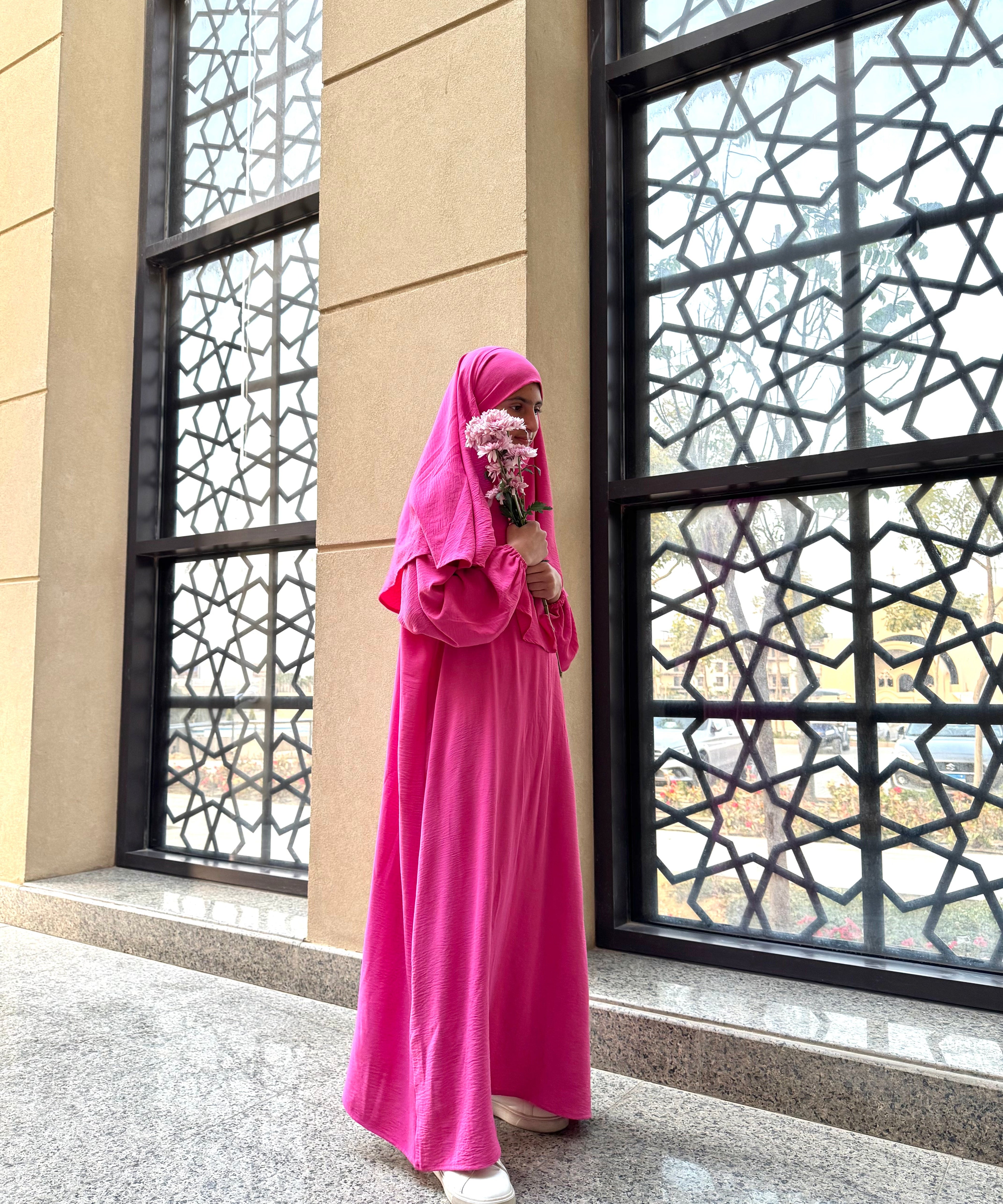 Abaya (Girls)-Cotton Viscose-Fuchsia