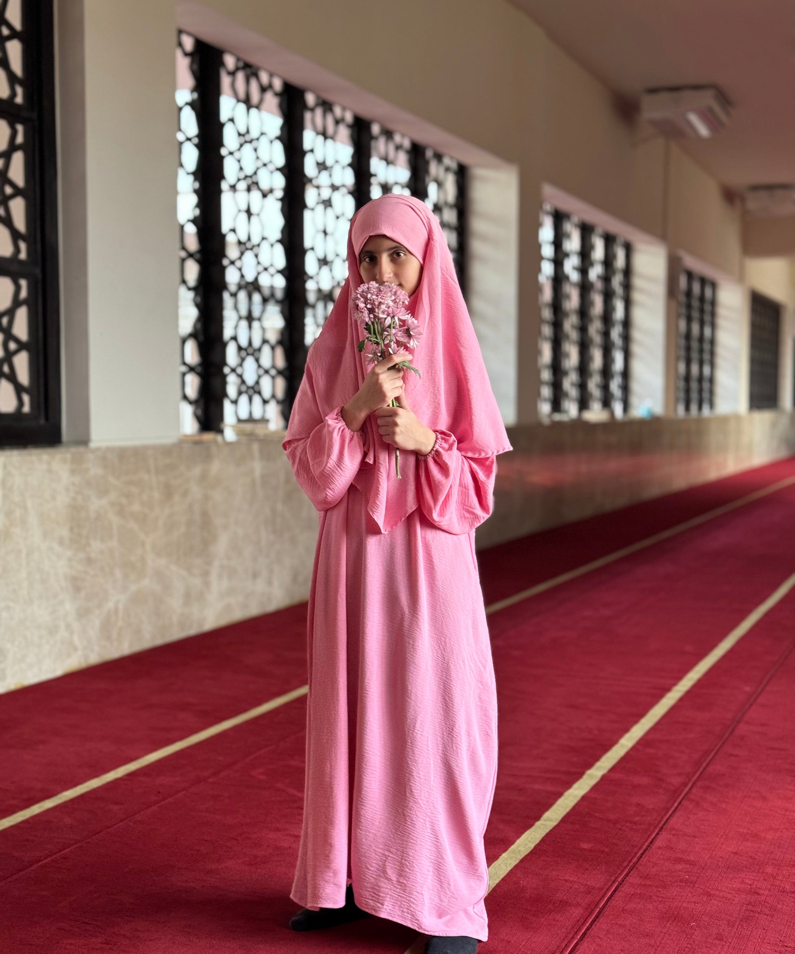 Abaya (Girls)-Cotton Viscose-Pink