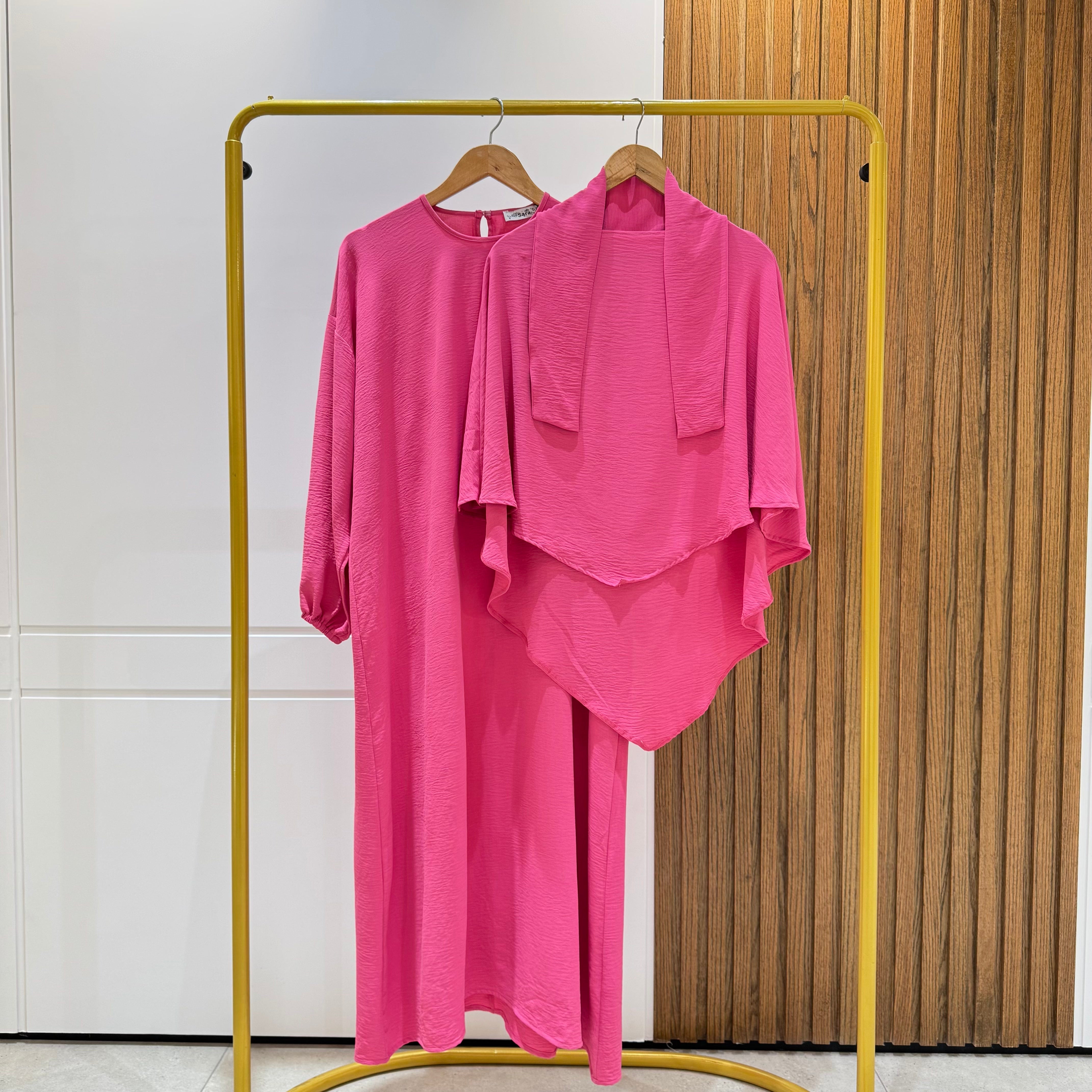 French Khimar (Girls)-Cotton Viscose-Fuchsia