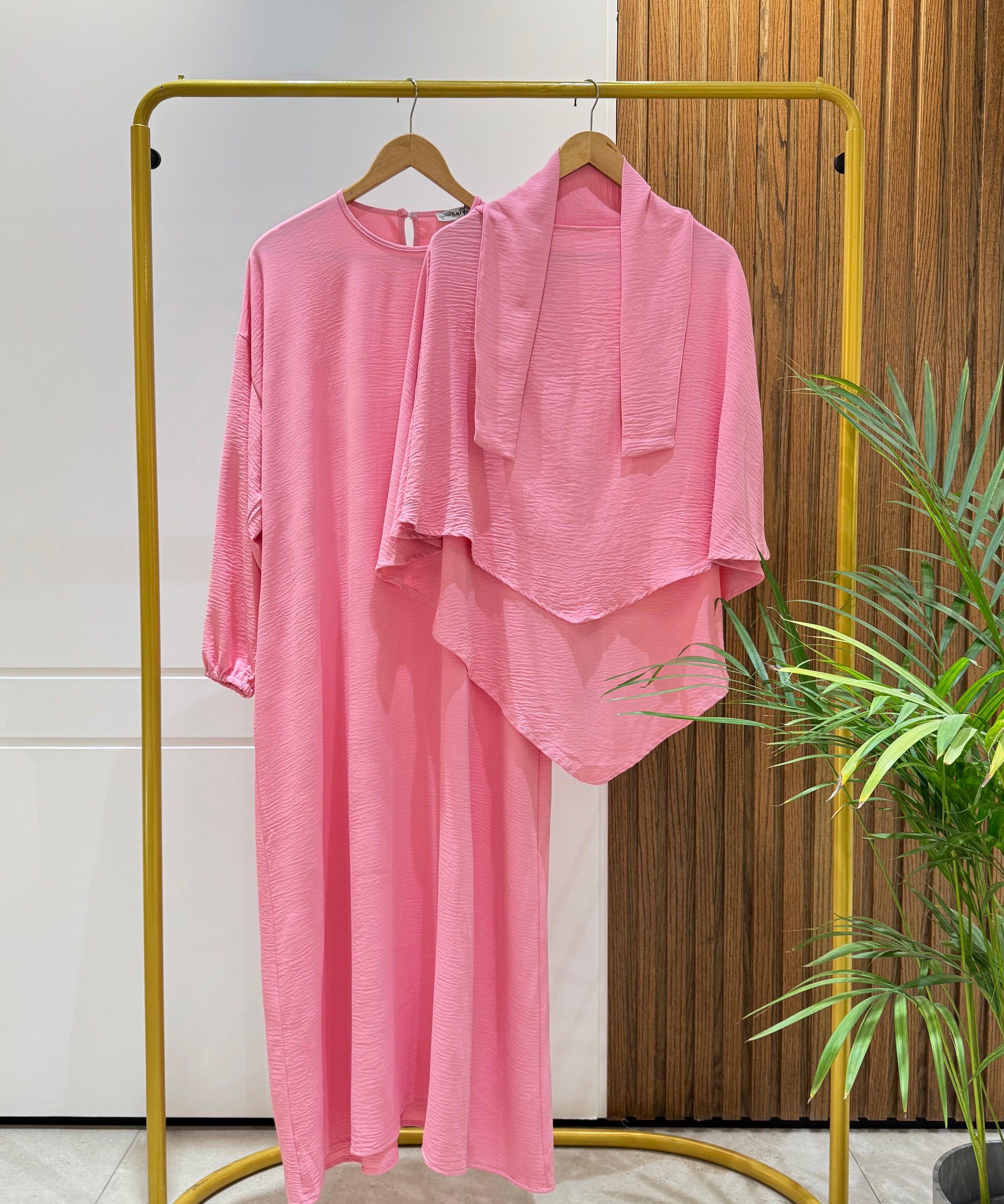 Abaya (Girls)-Cotton Viscose-Pink