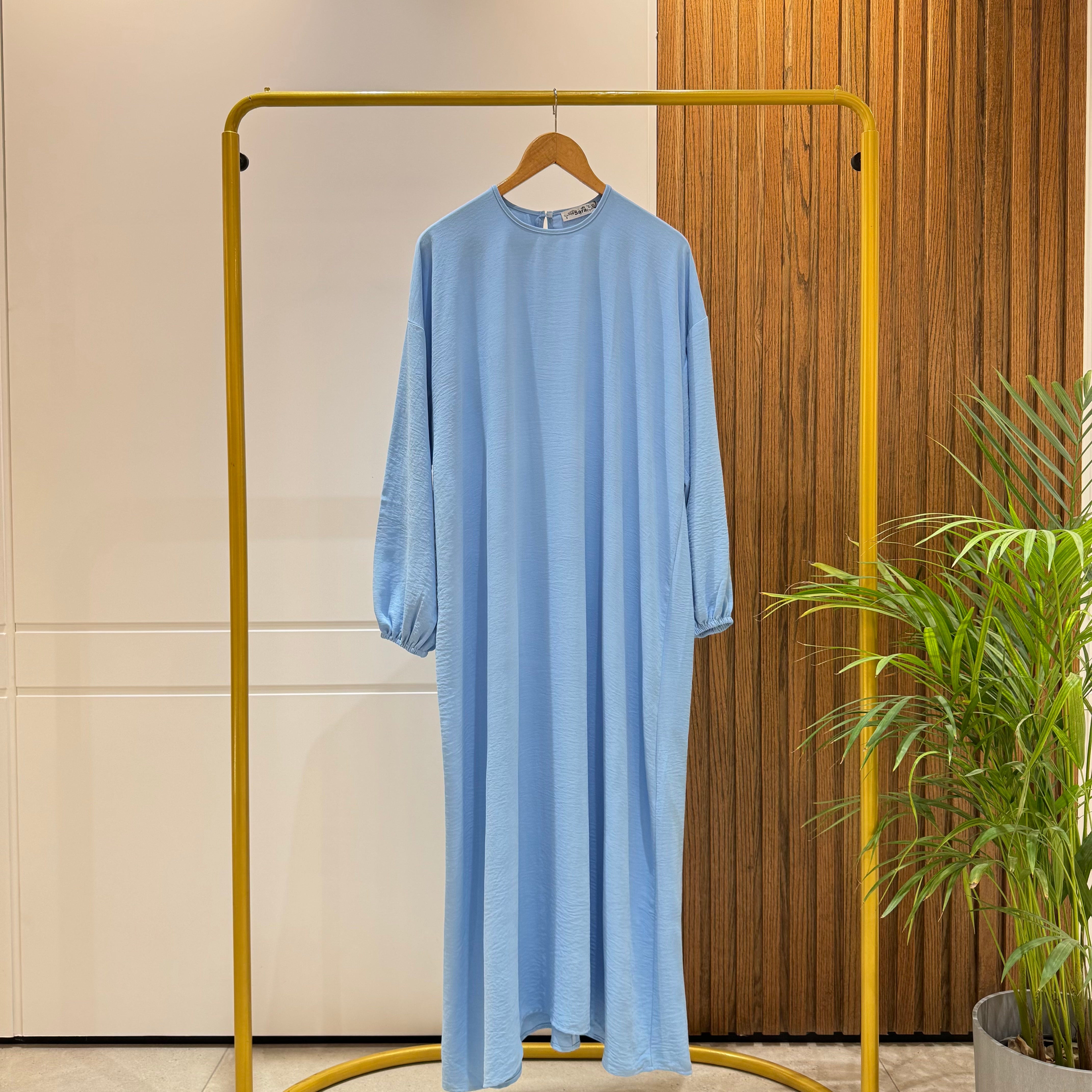 Abaya (Girls)-Cotton Viscose-Sky Blue