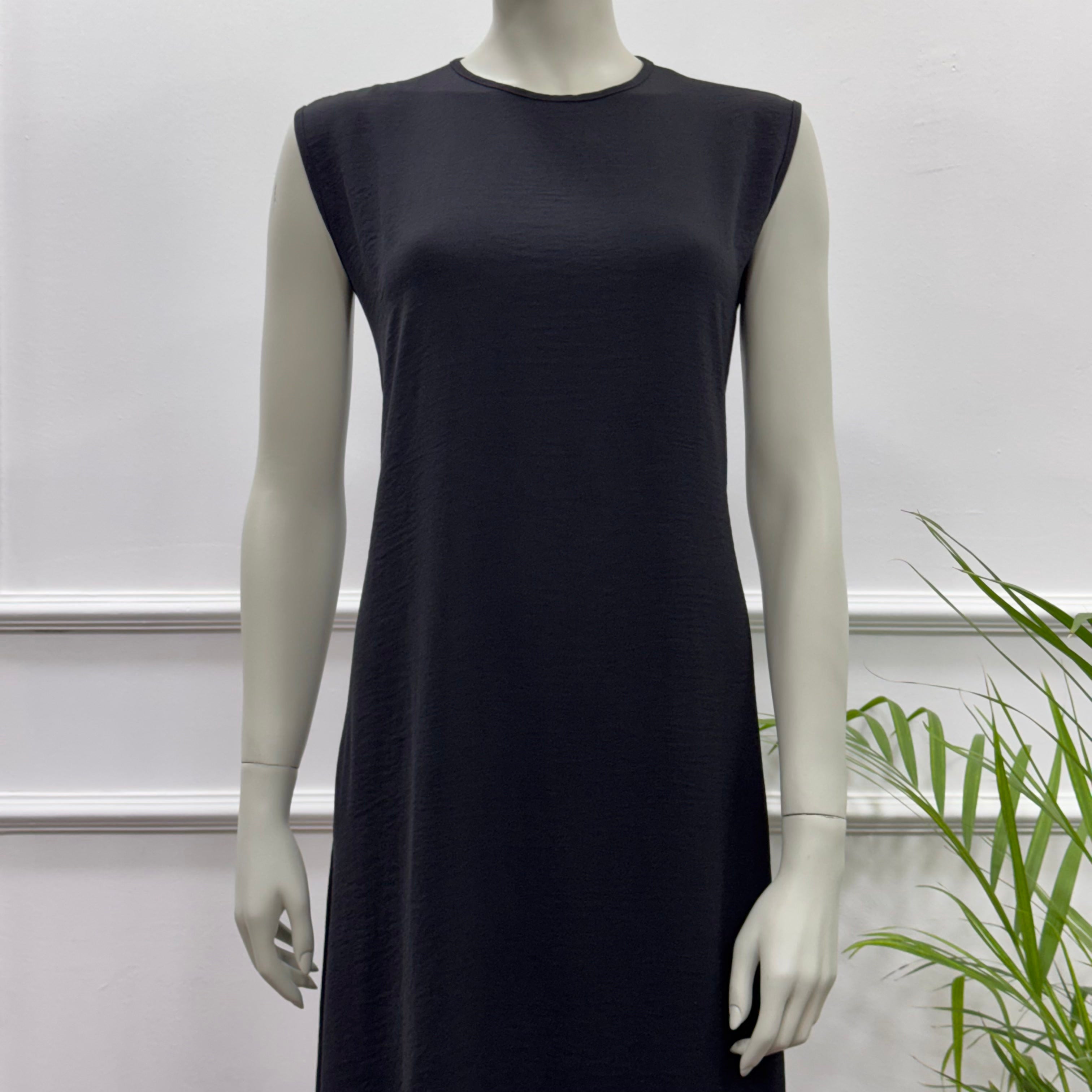 Sleeveless Basic Dress-Cotton viscose-Black