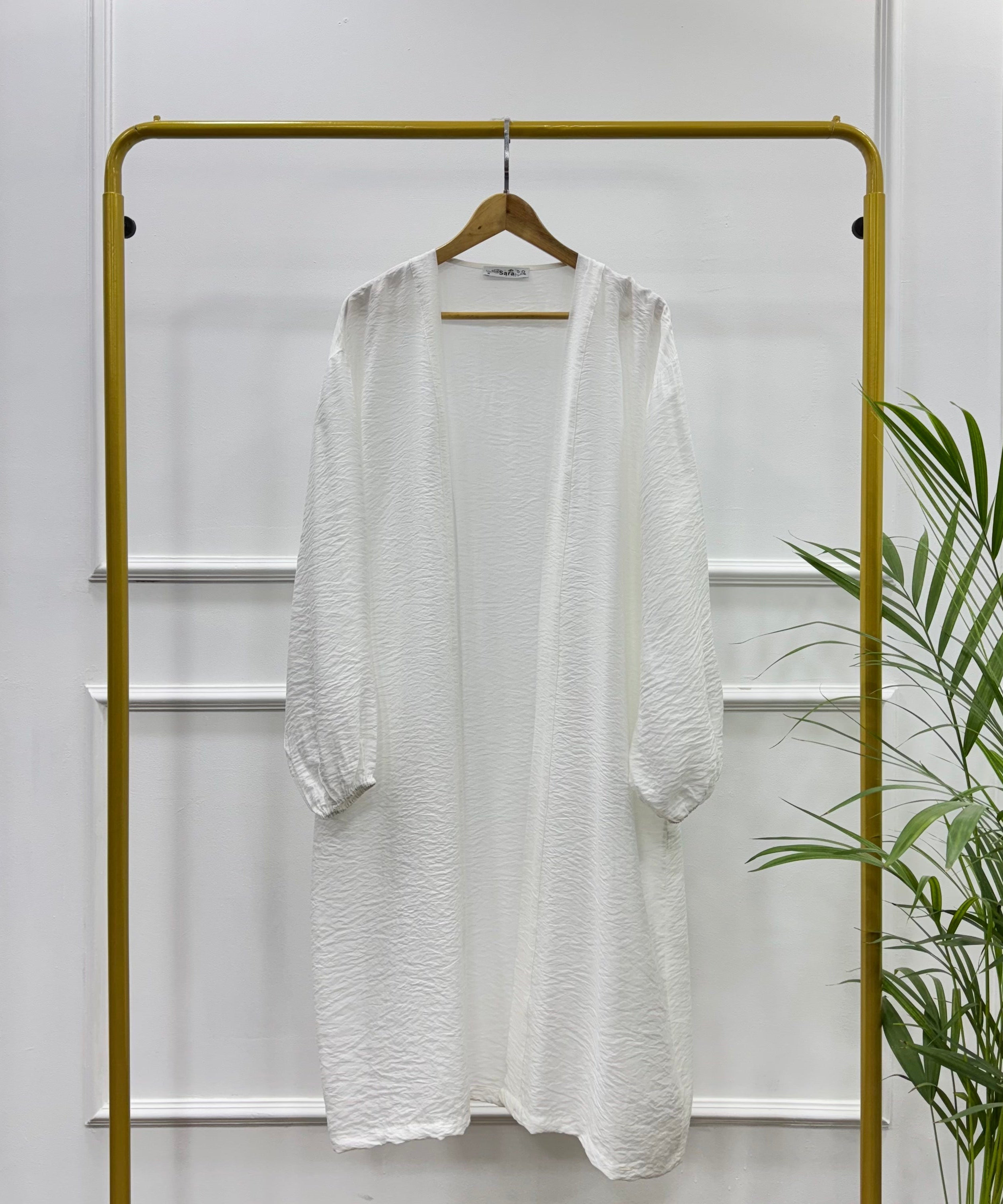 Long Open-front Kimono cardigan-Cotton Viscose-White