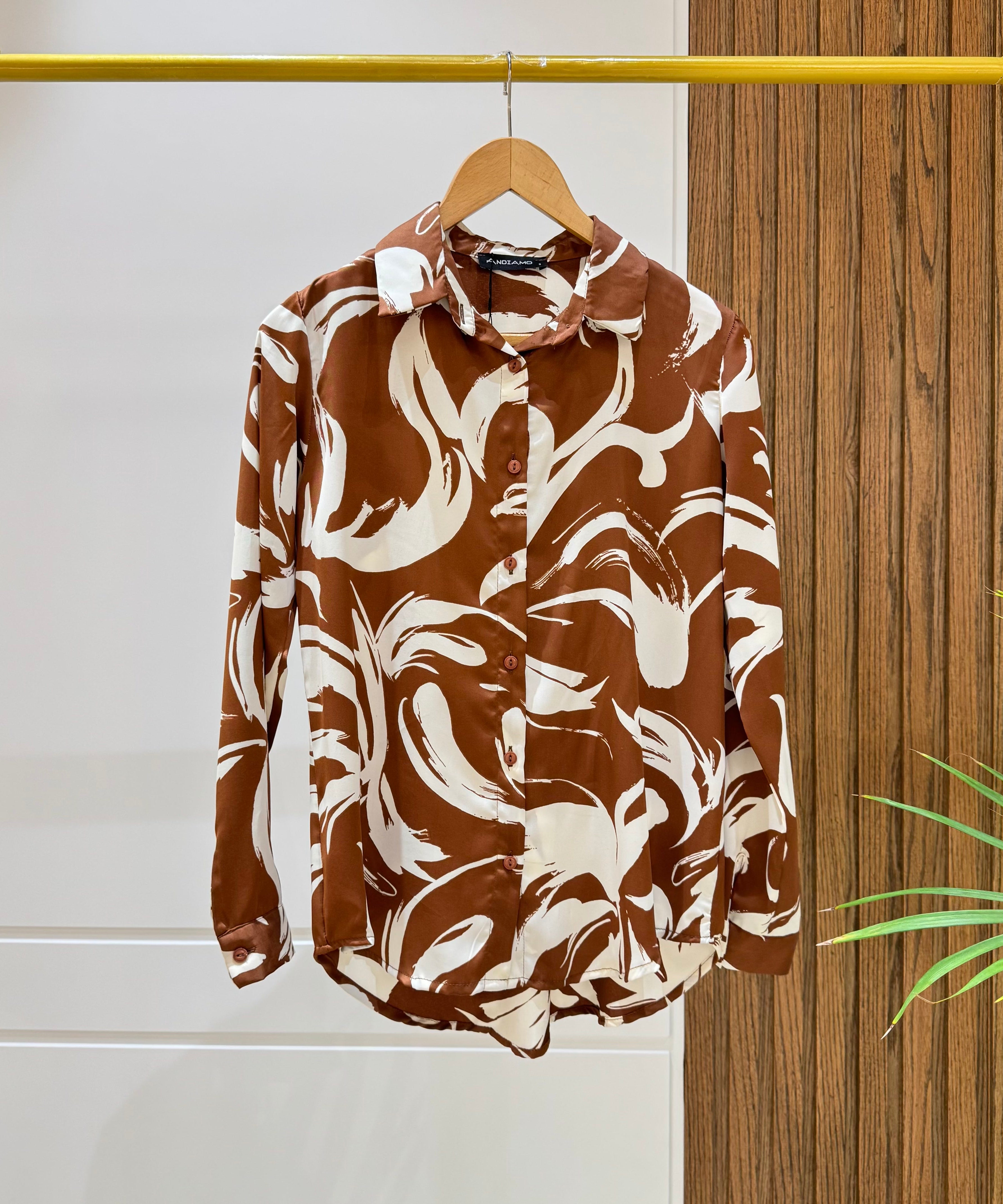Shirt-satin-BROWN