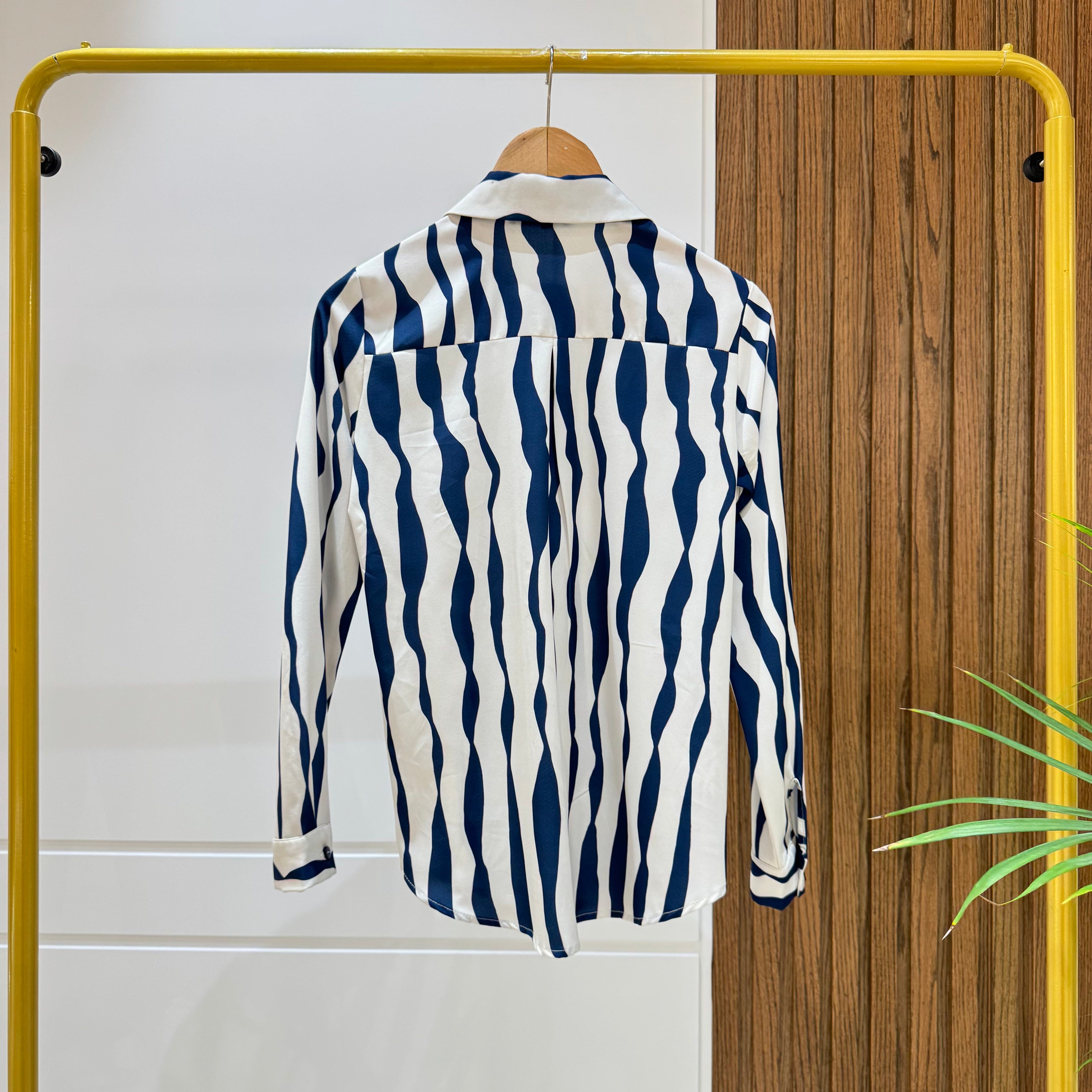 Shirt-Chiffon crepe-Navy