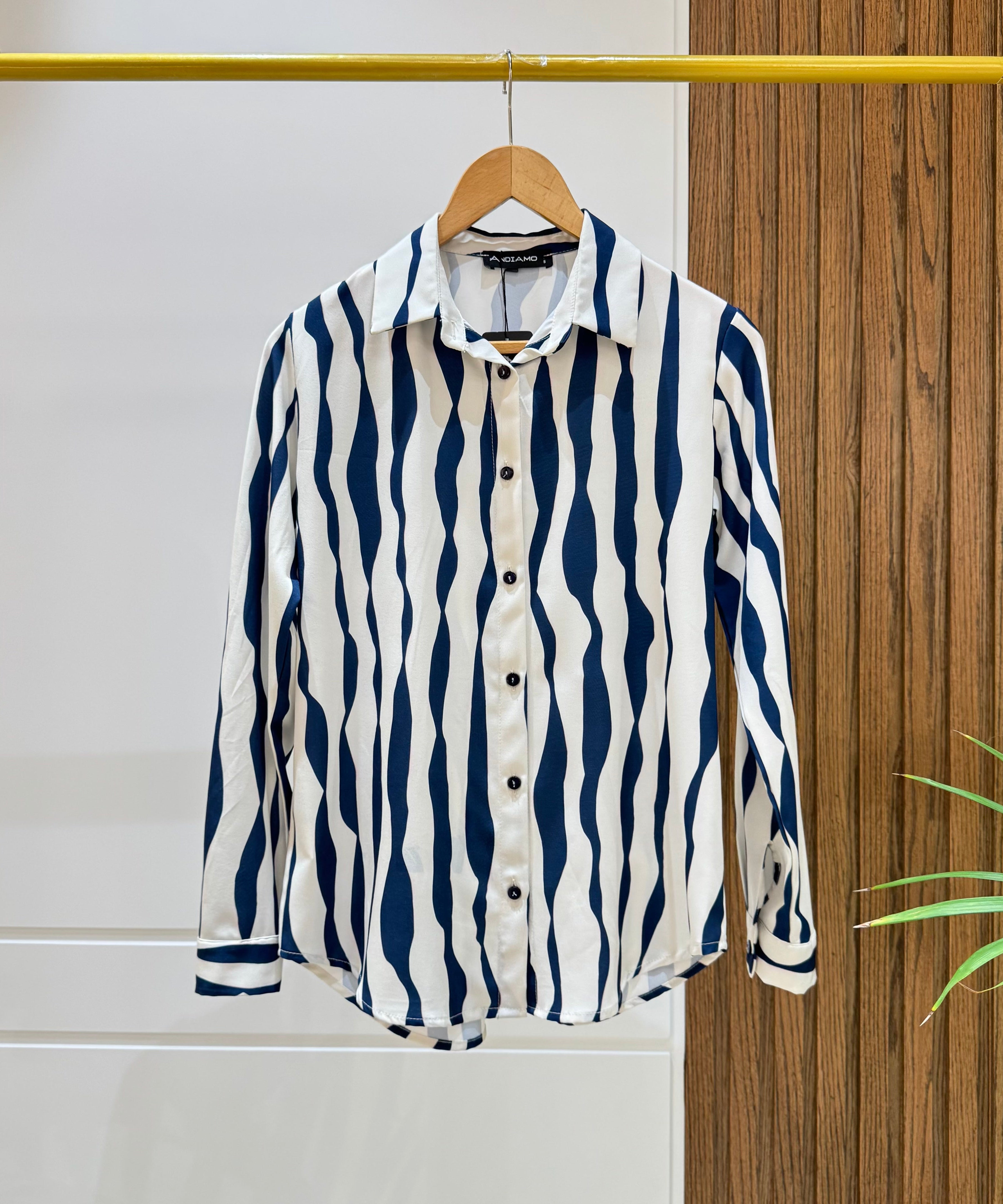 Shirt-Chiffon crepe-Navy