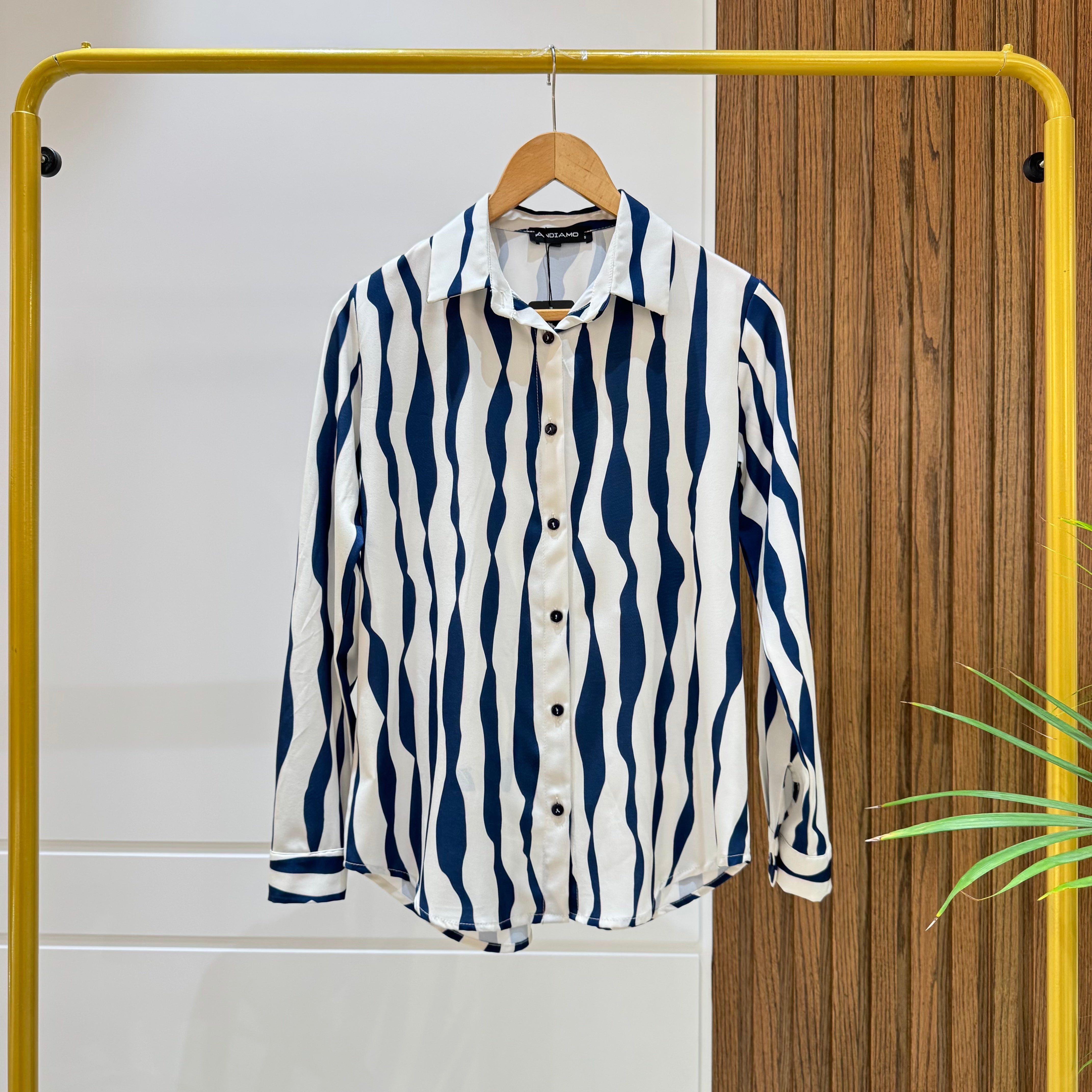 Shirt-Chiffon crepe-Navy