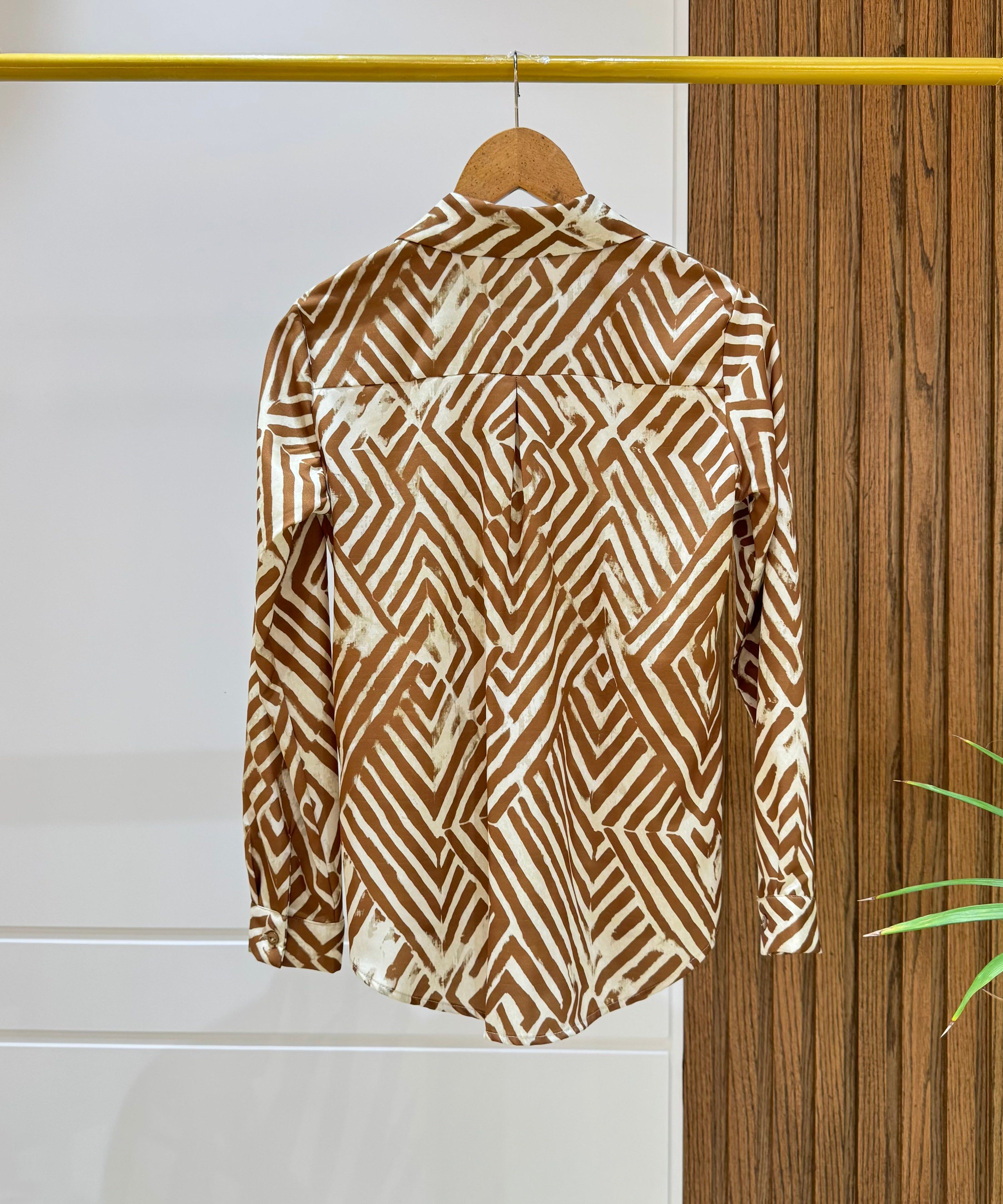 Shirt-Chiffon crepe-Cafee