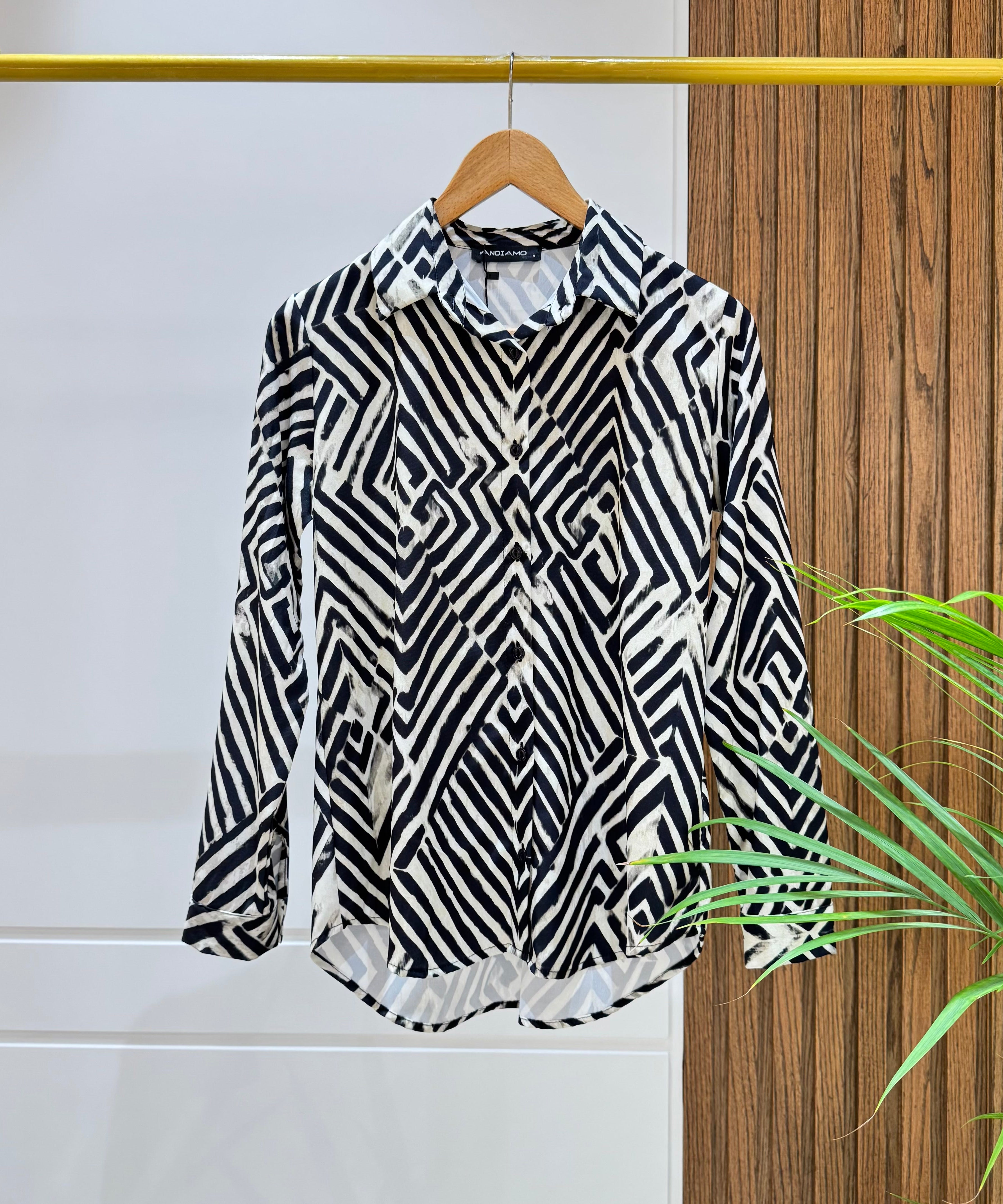 Shirt-Chiffon crepe-Black