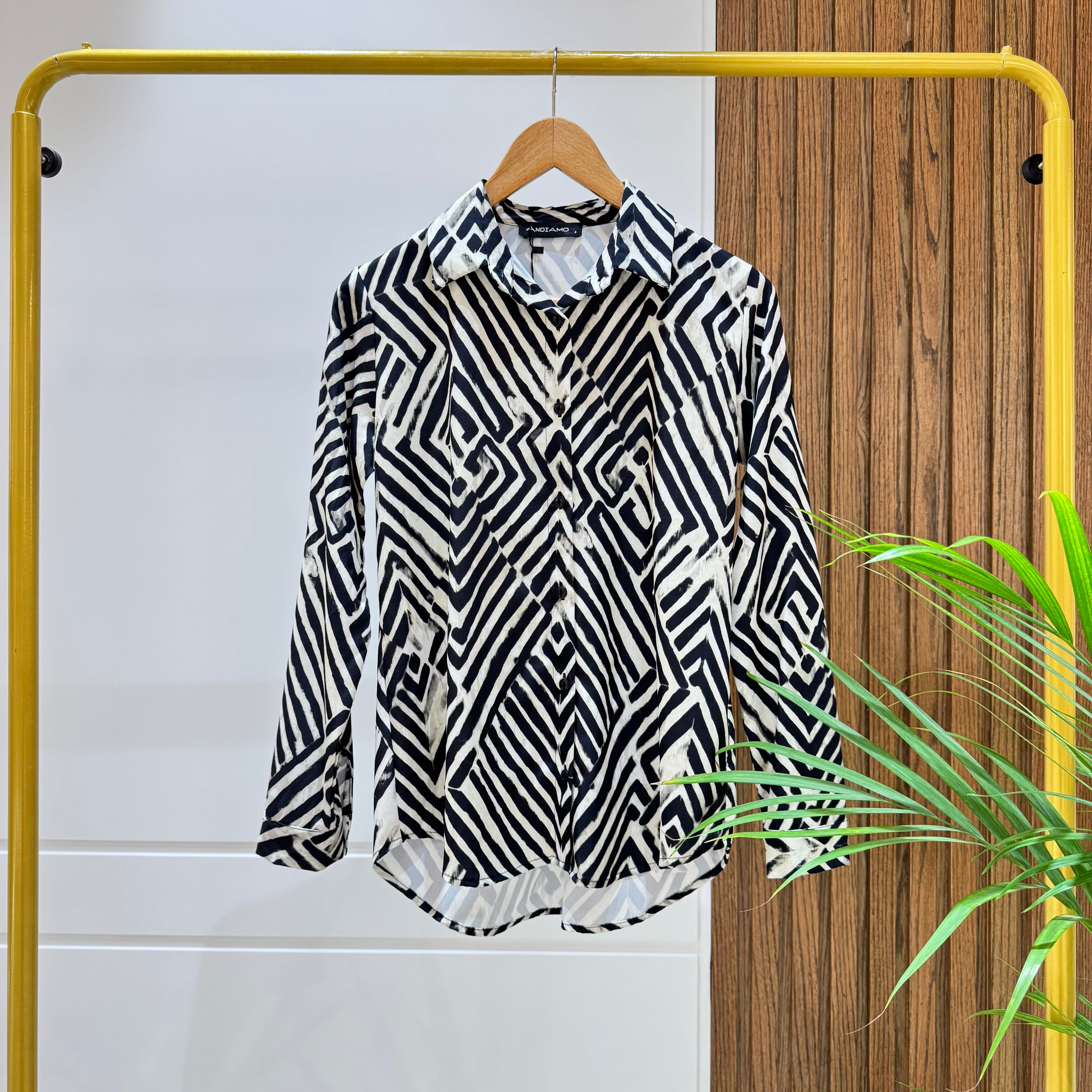 Shirt-Chiffon crepe-Black