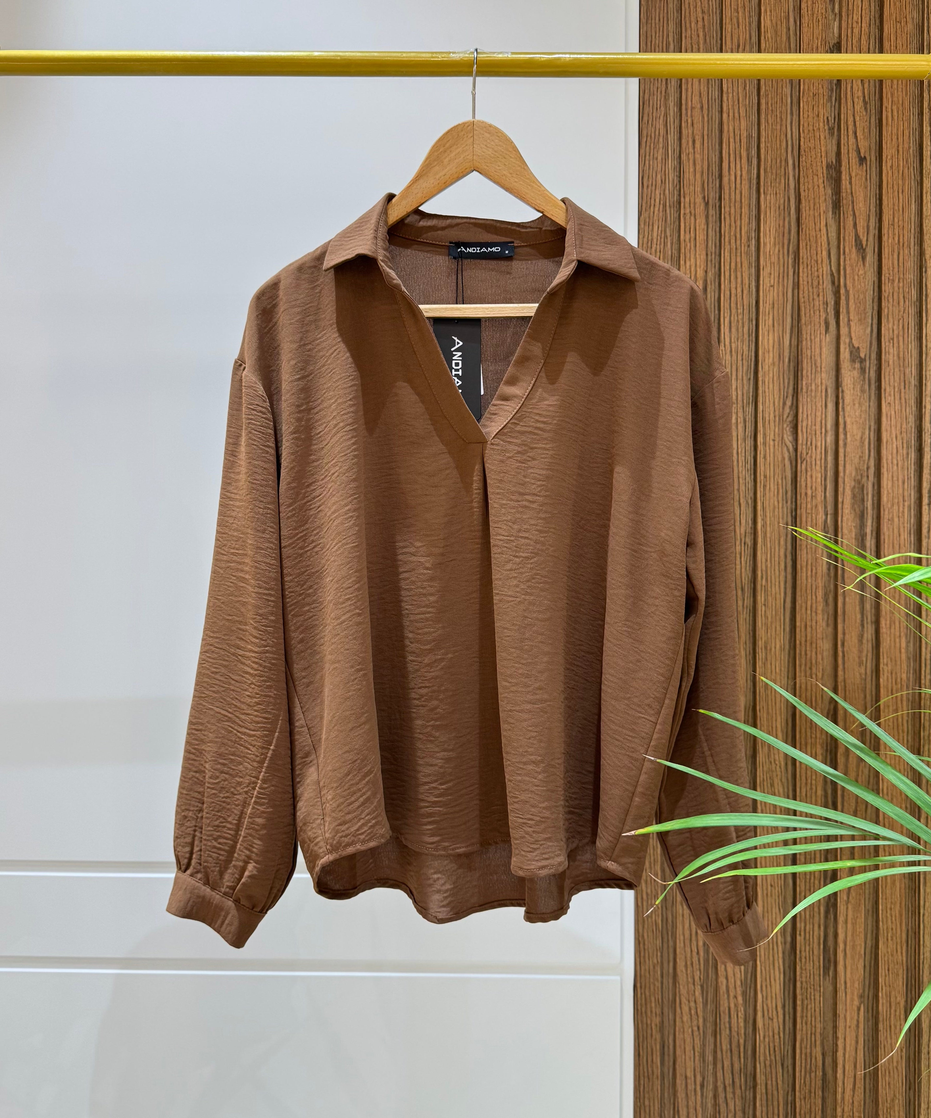 Blouse-Cotton Viscose-BROWN