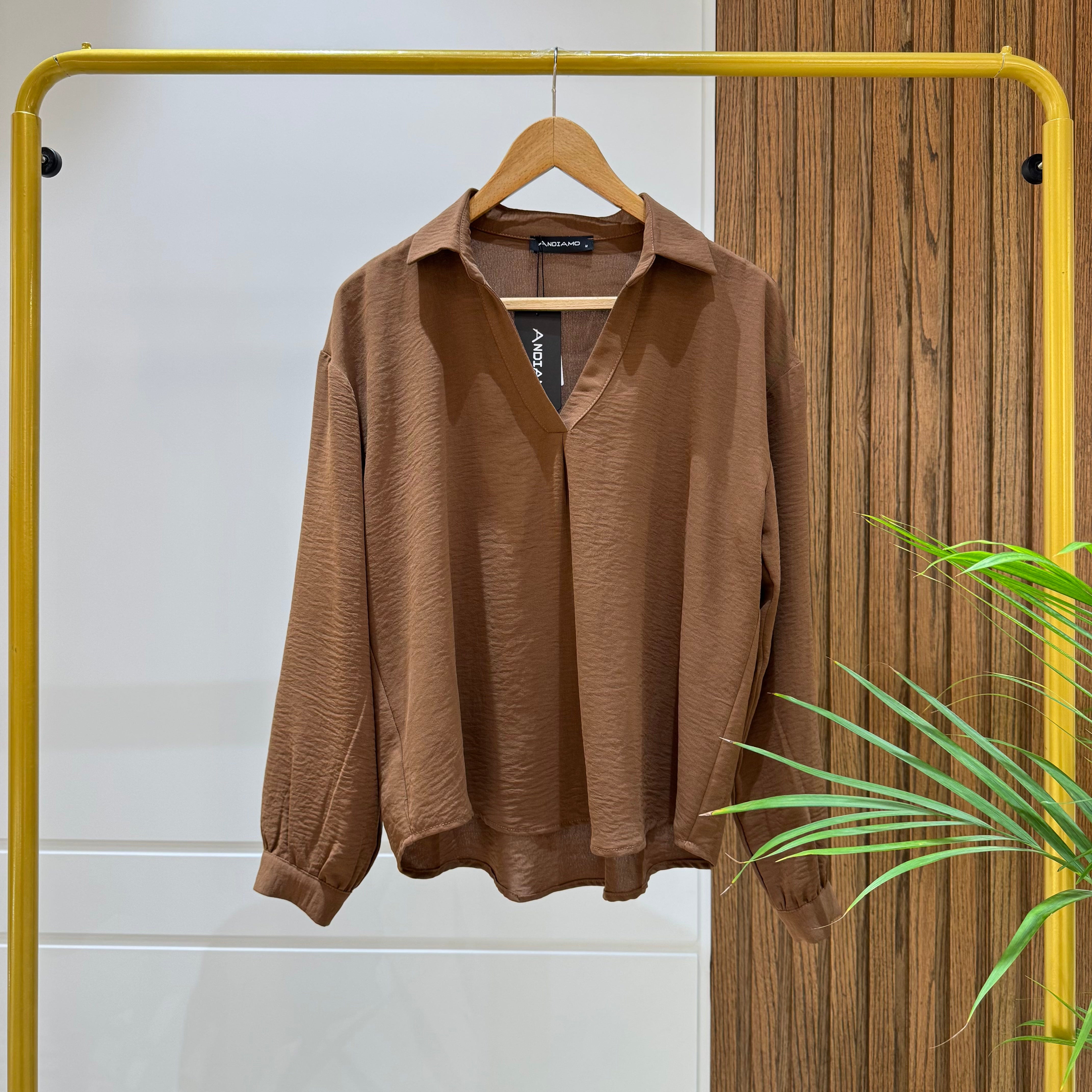 Blouse-Cotton Viscose-BROWN