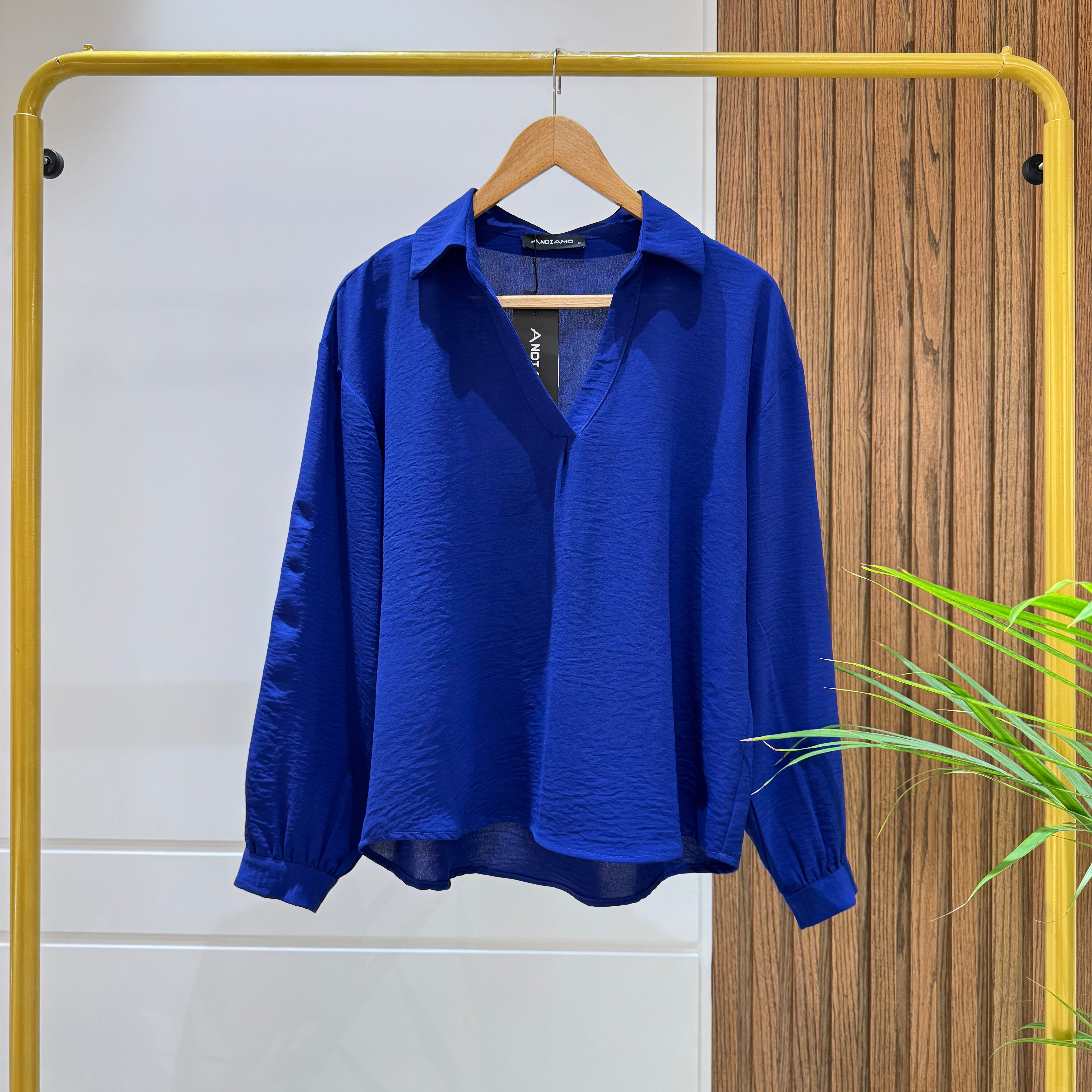Blouse-Cotton Viscose-BLUE