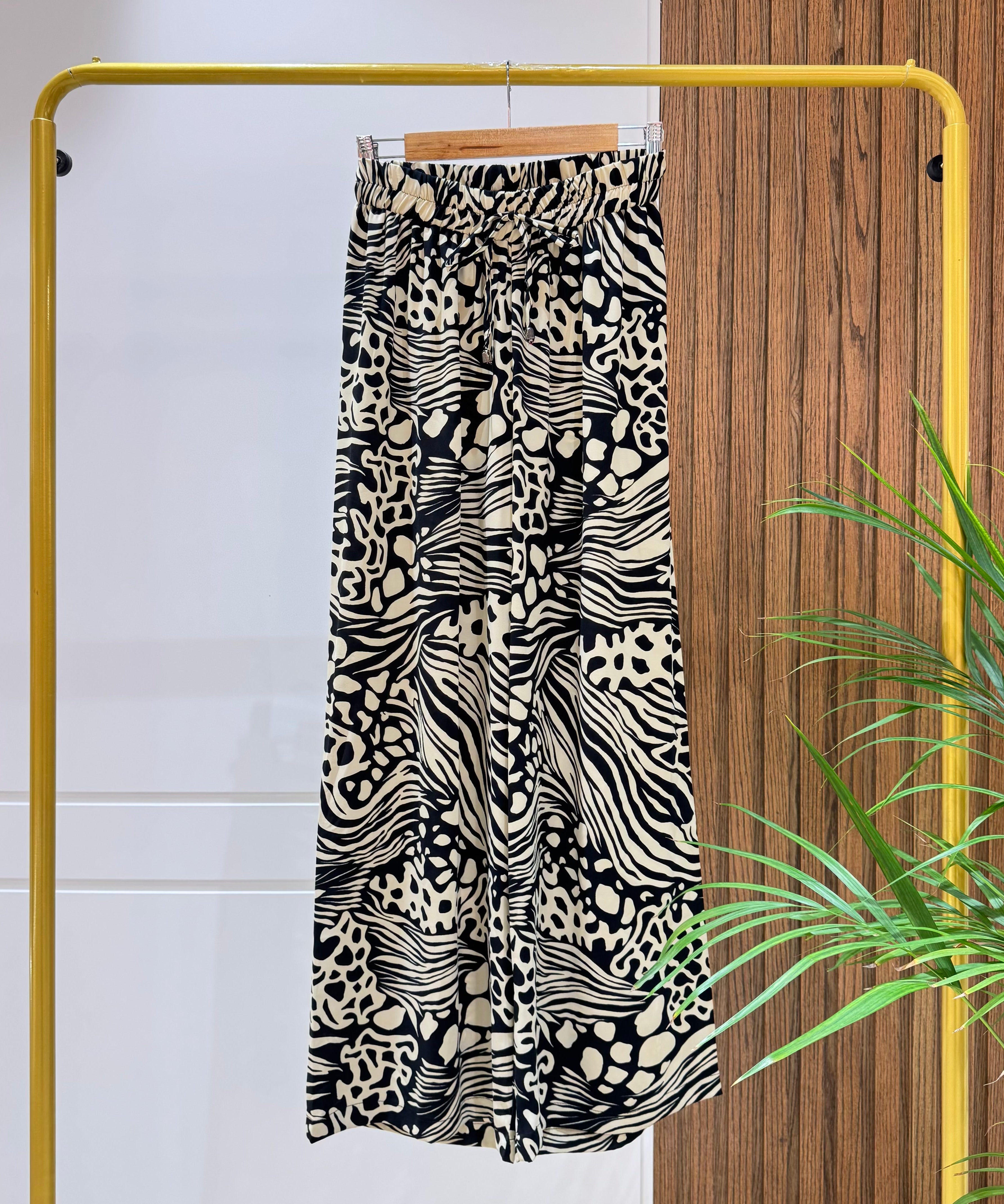 Trousers-Chiffon Crepe-BEIGE