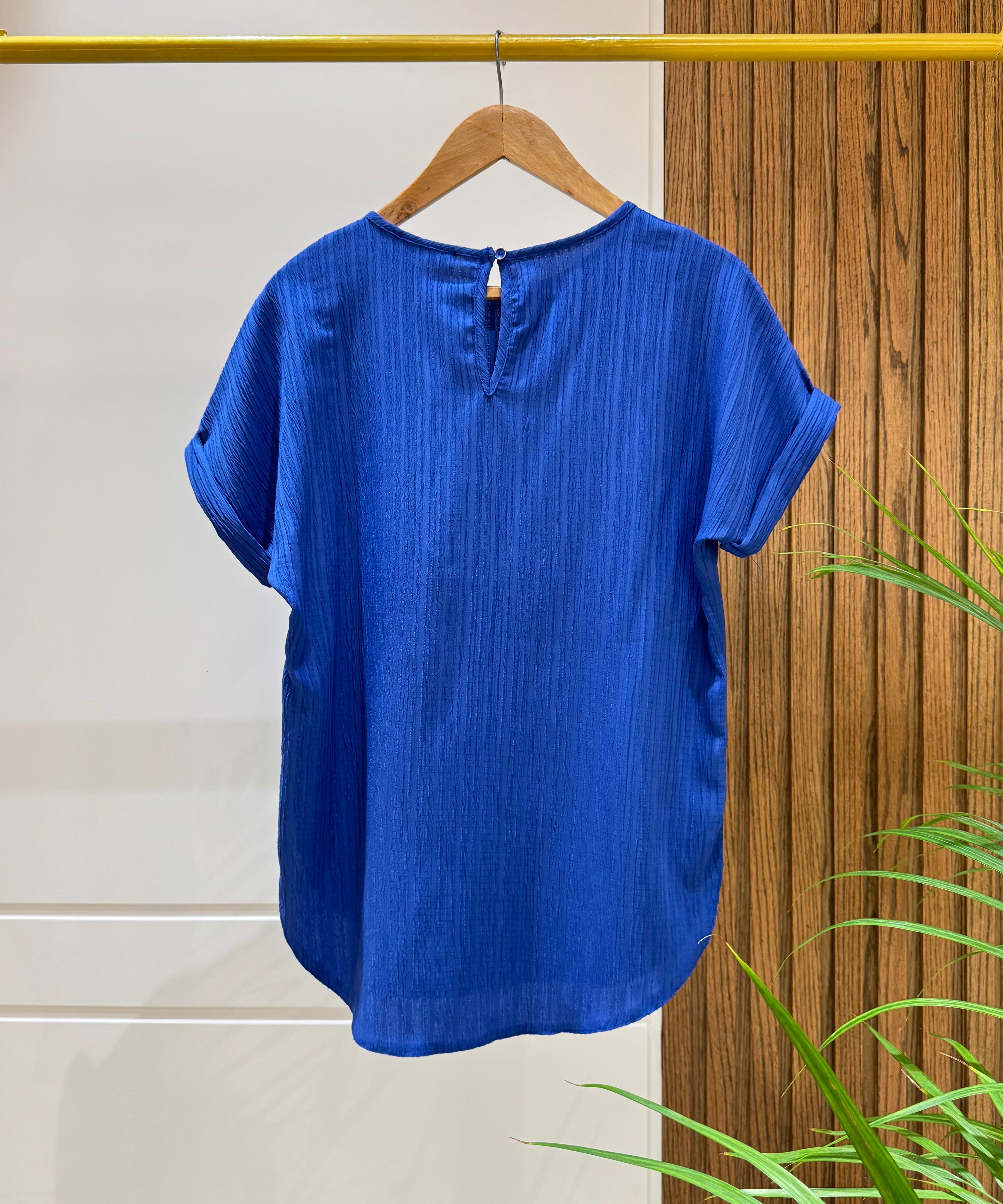 Blouse-Cotton Viscose-BLUE