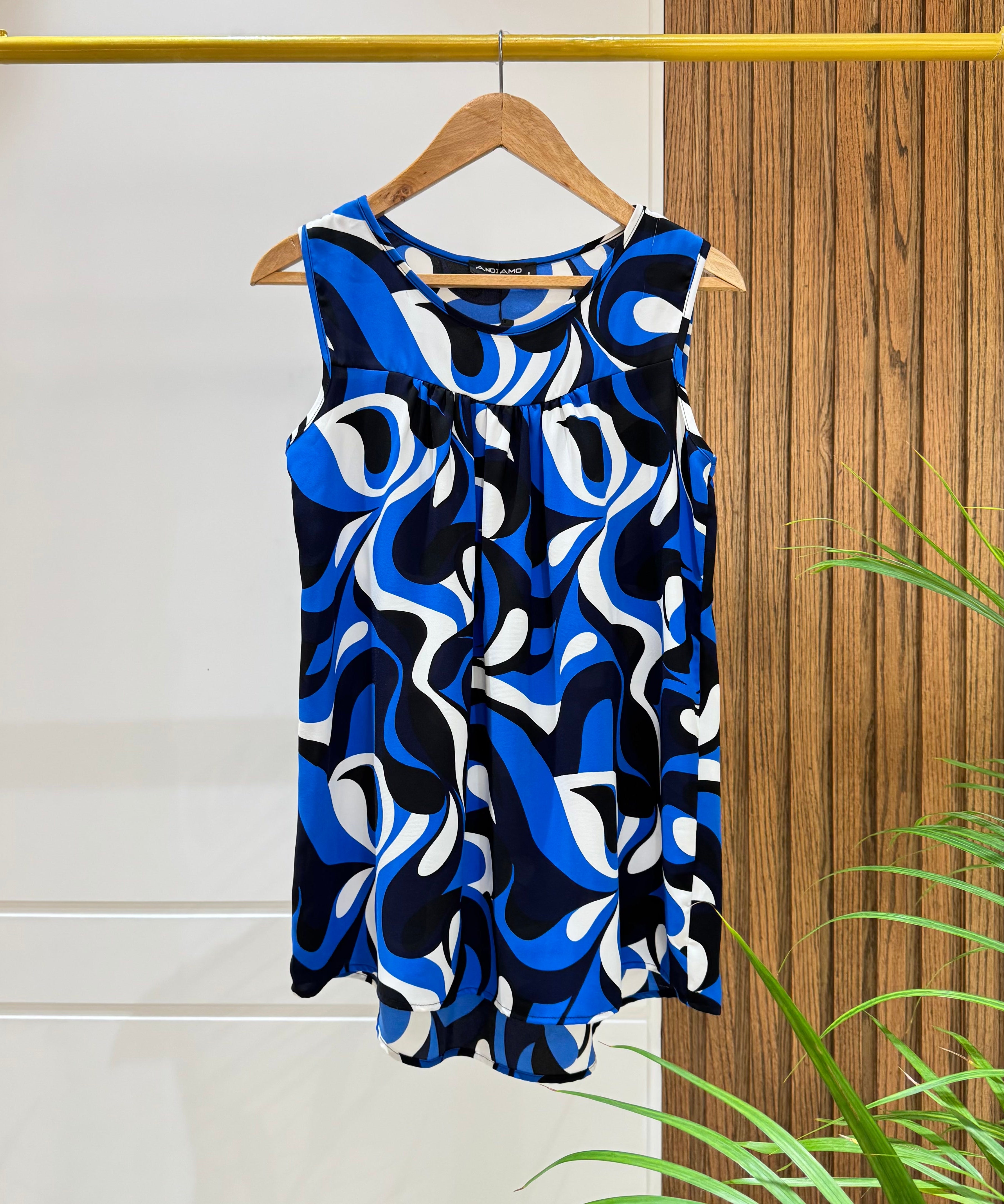 Blouse-Chiffon Crepe-BLUE