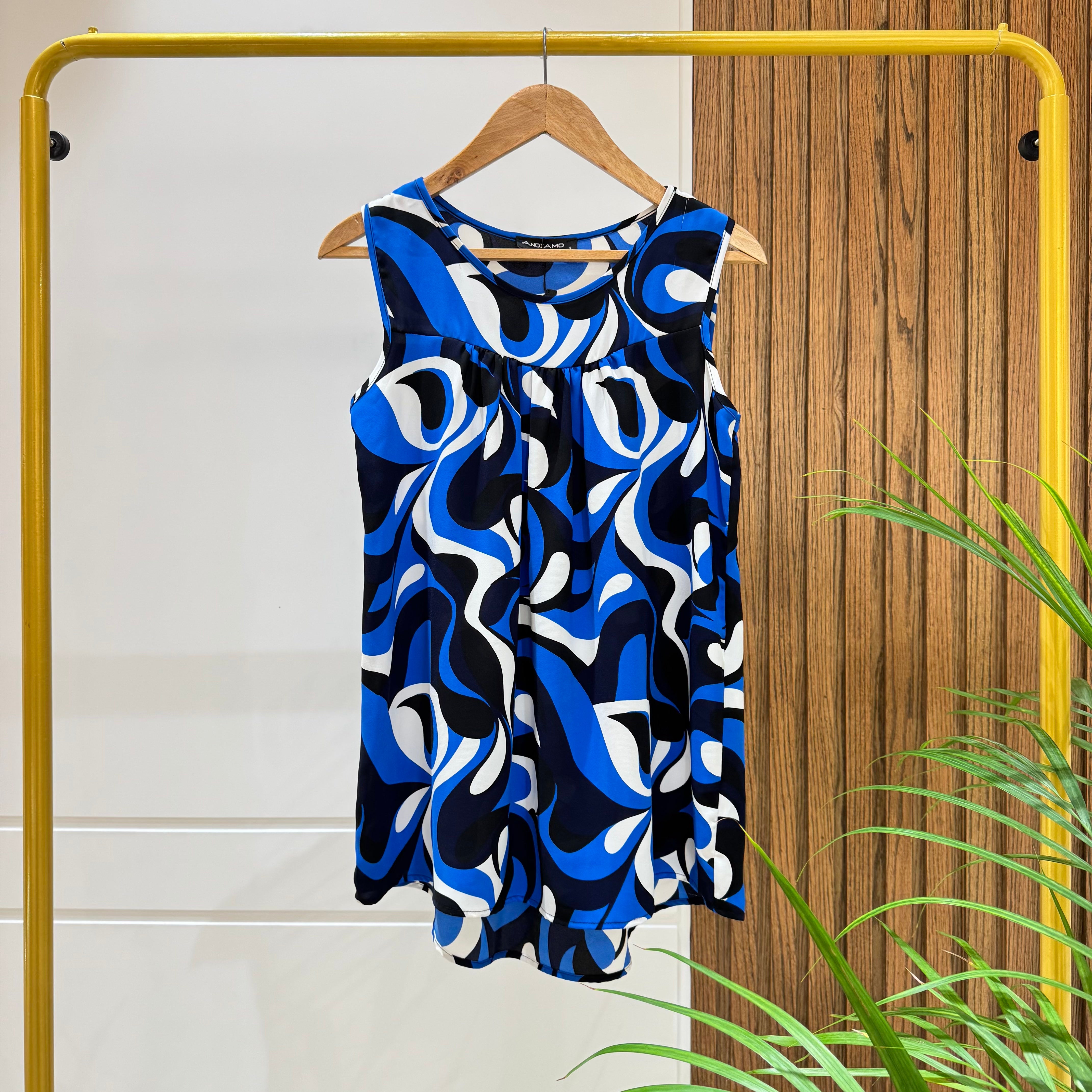 Blouse-Chiffon Crepe-BLUE