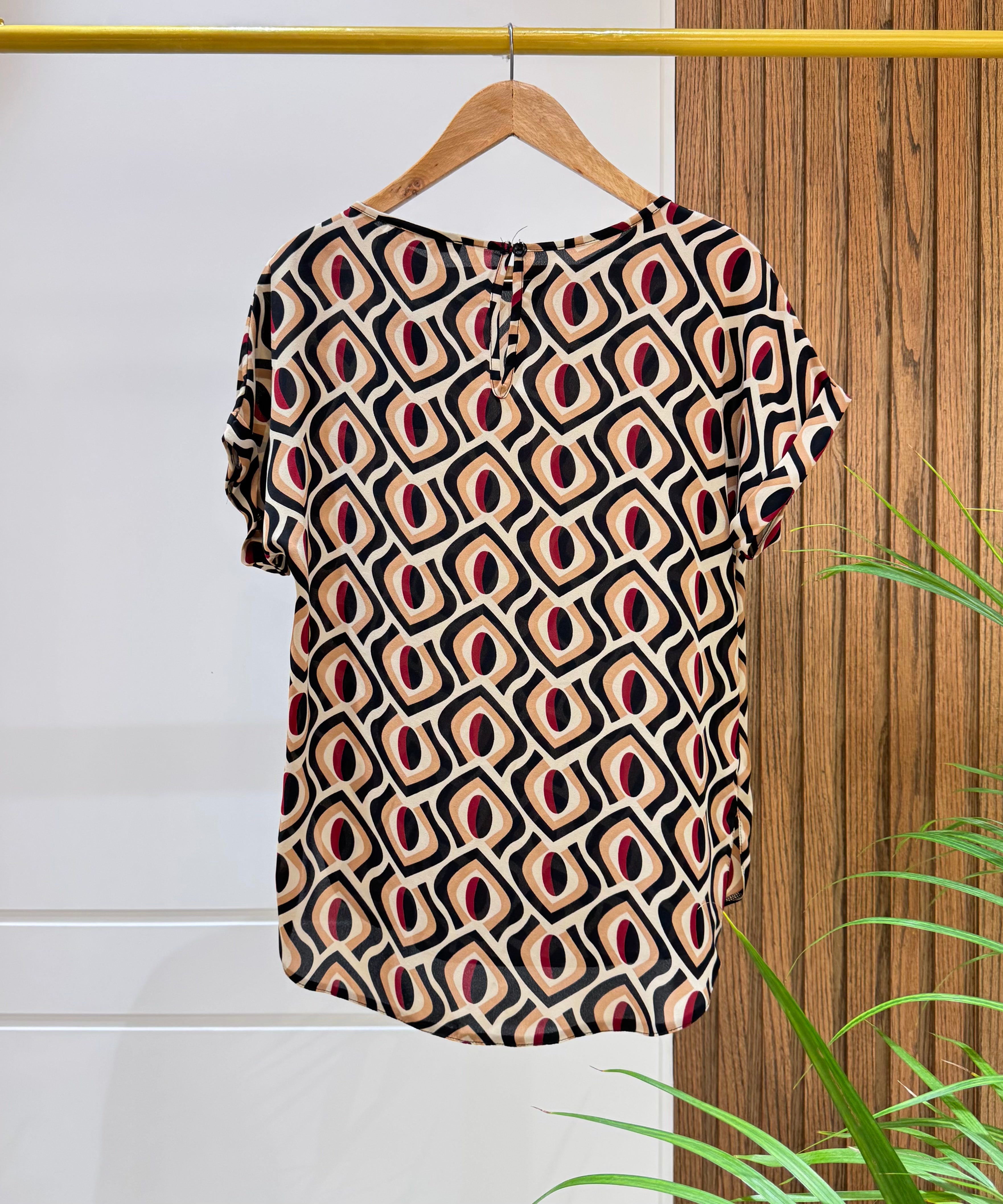 Blouse-Chiffon Crepe-BROWN