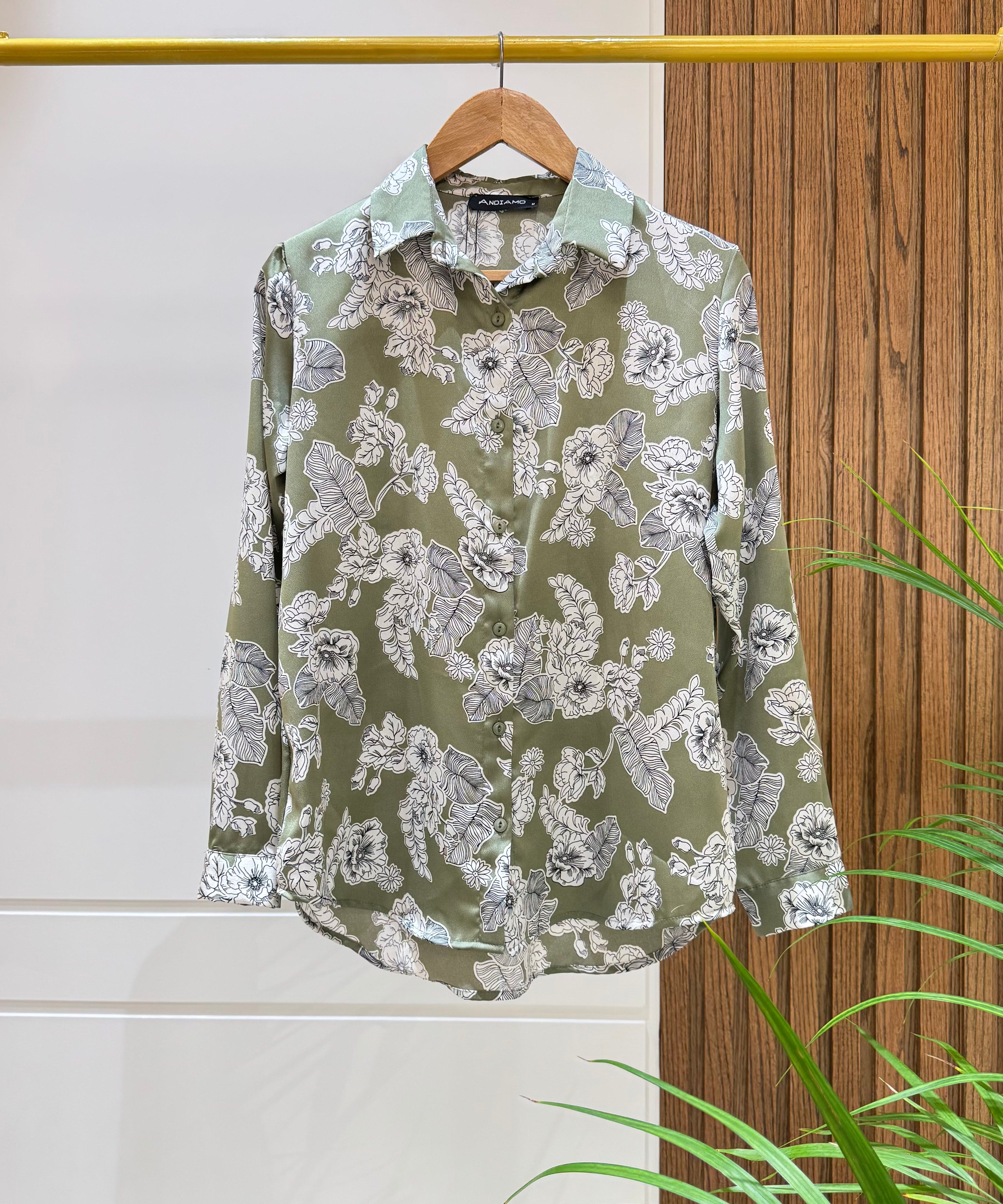 Shirt-satin-OLIVE