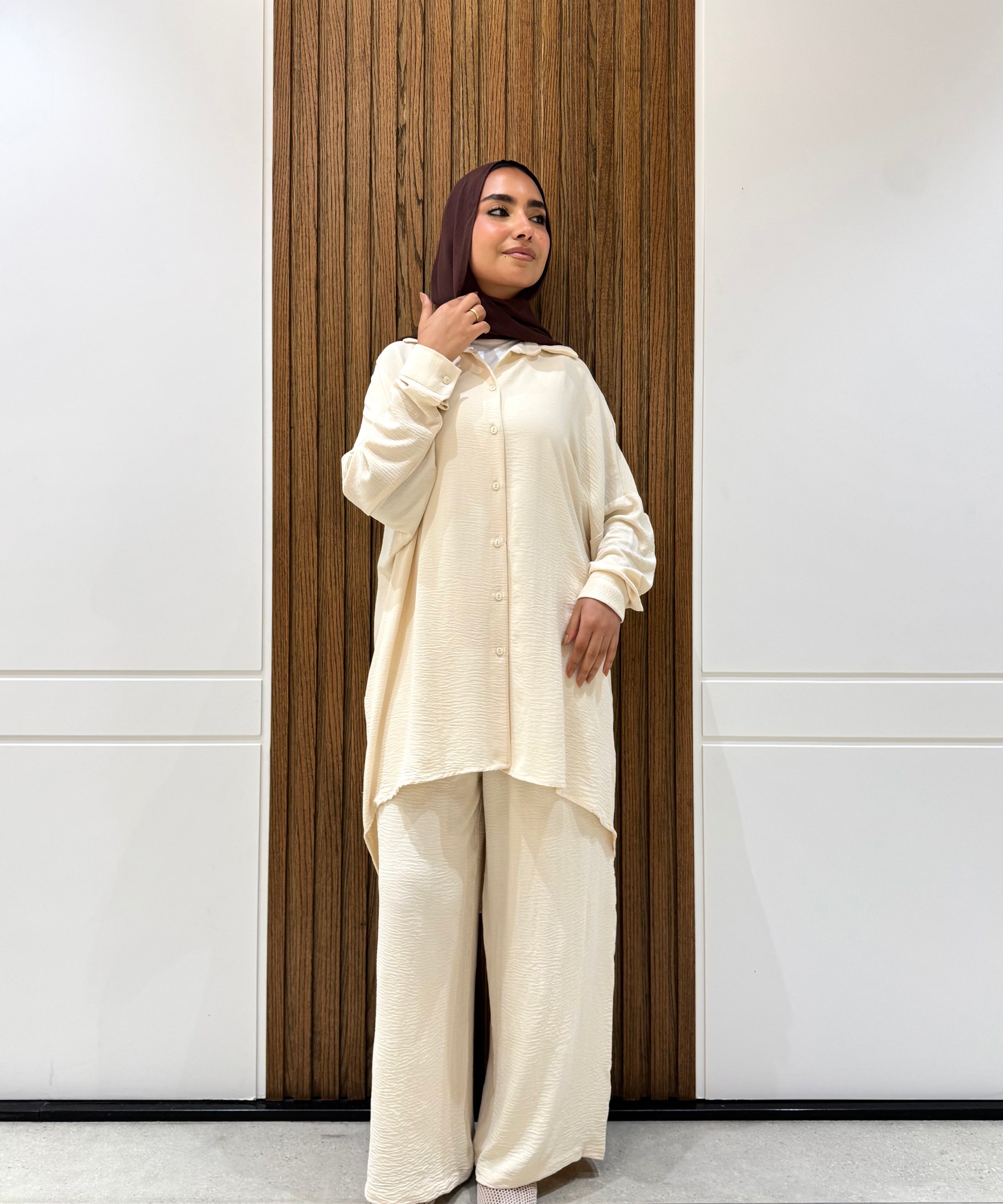 Trousers-Thick Crepe-L BEIGE