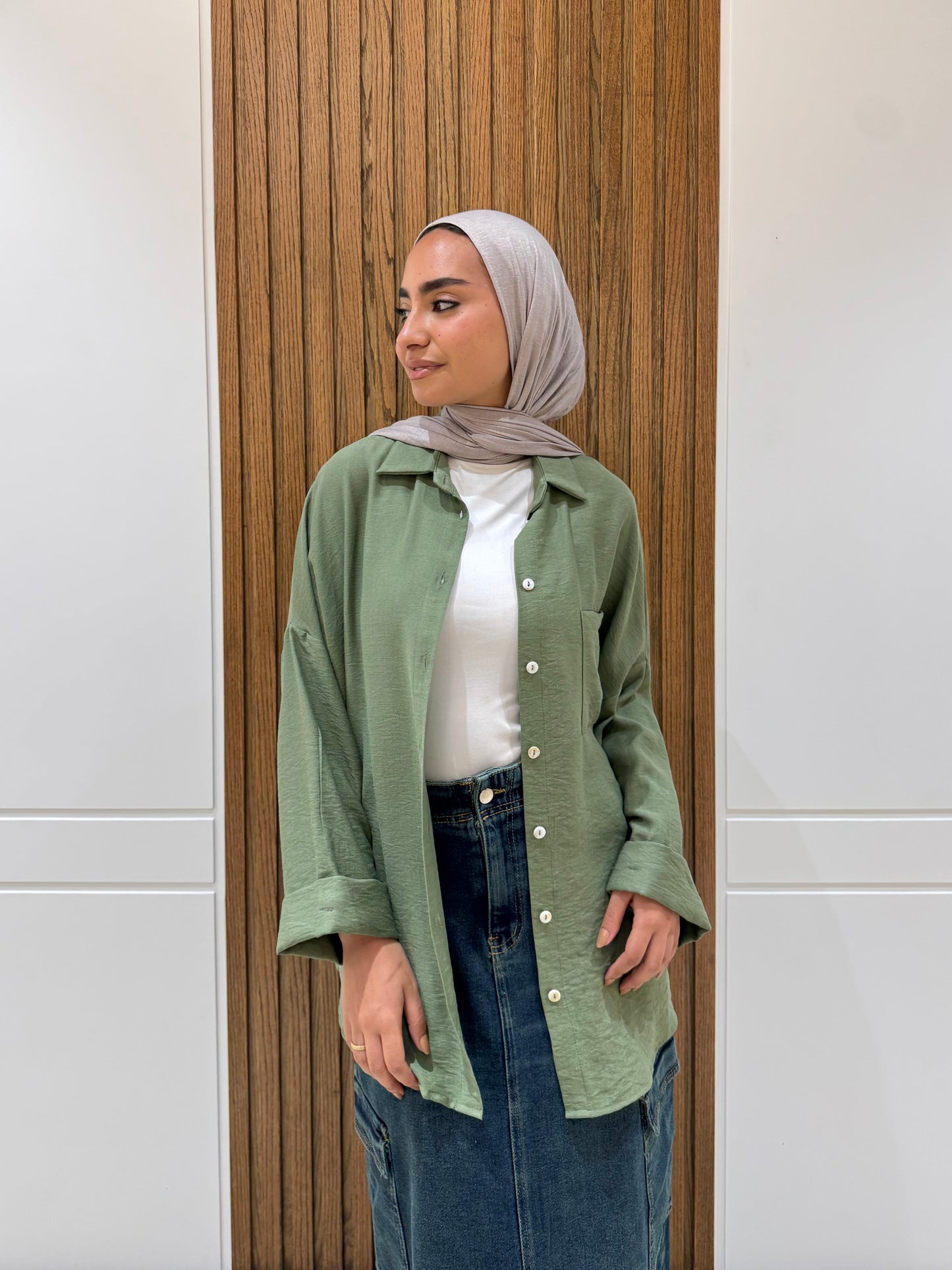 Rolled-up Sleeves Oversized Shirt