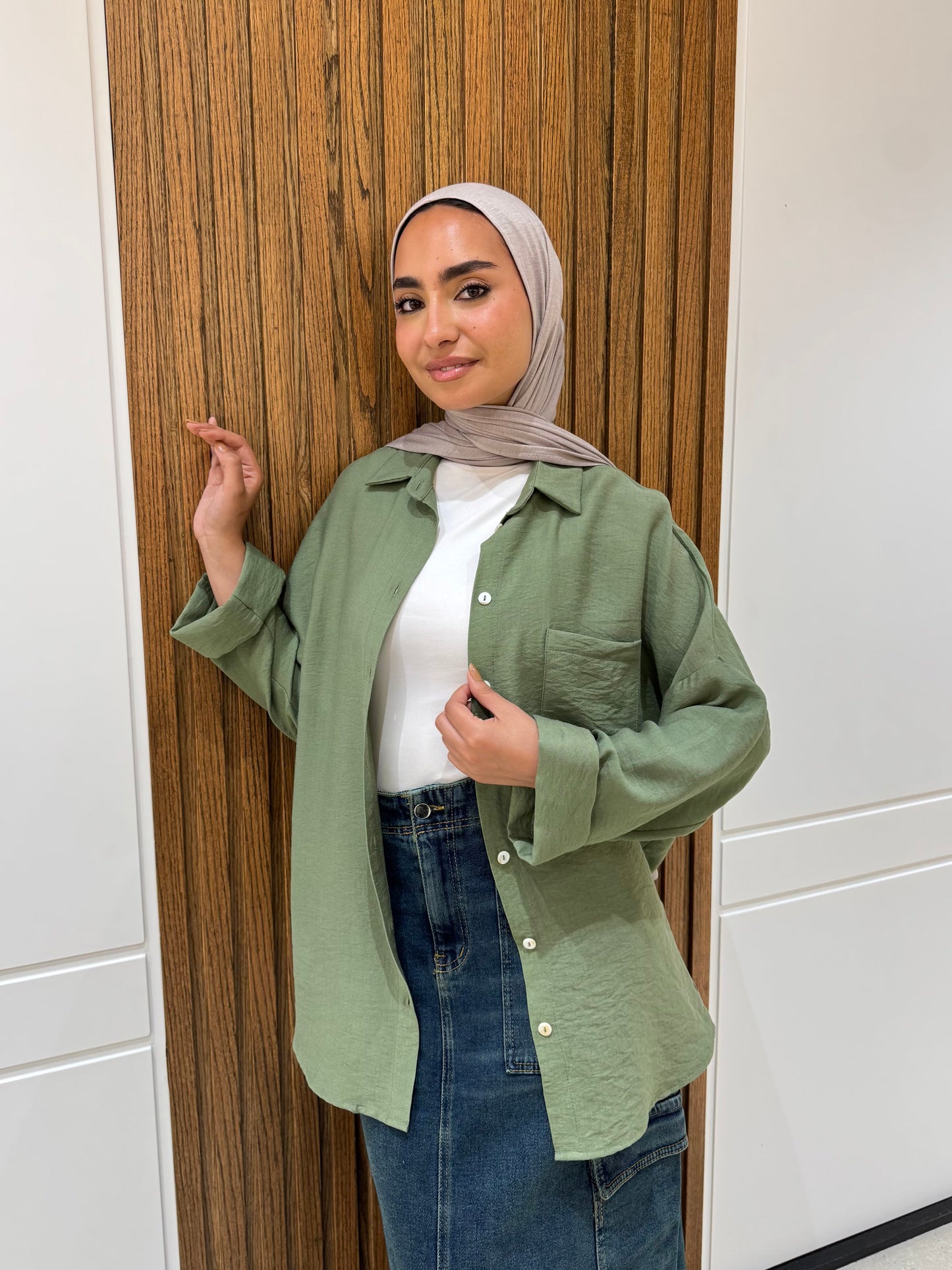 Rolled-up Sleeves Oversized Shirt