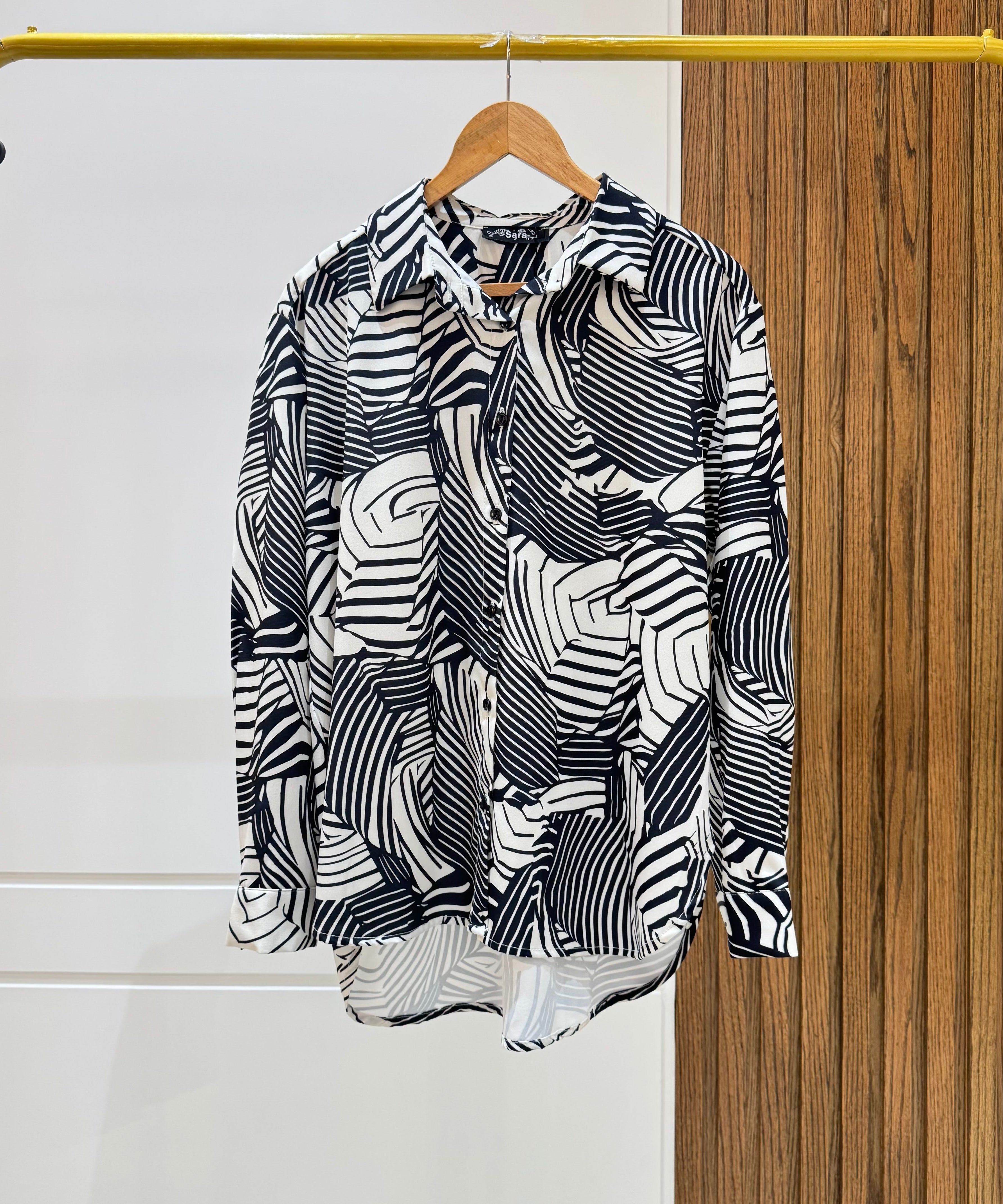 Shirt-Chiffon crepe-BLACK