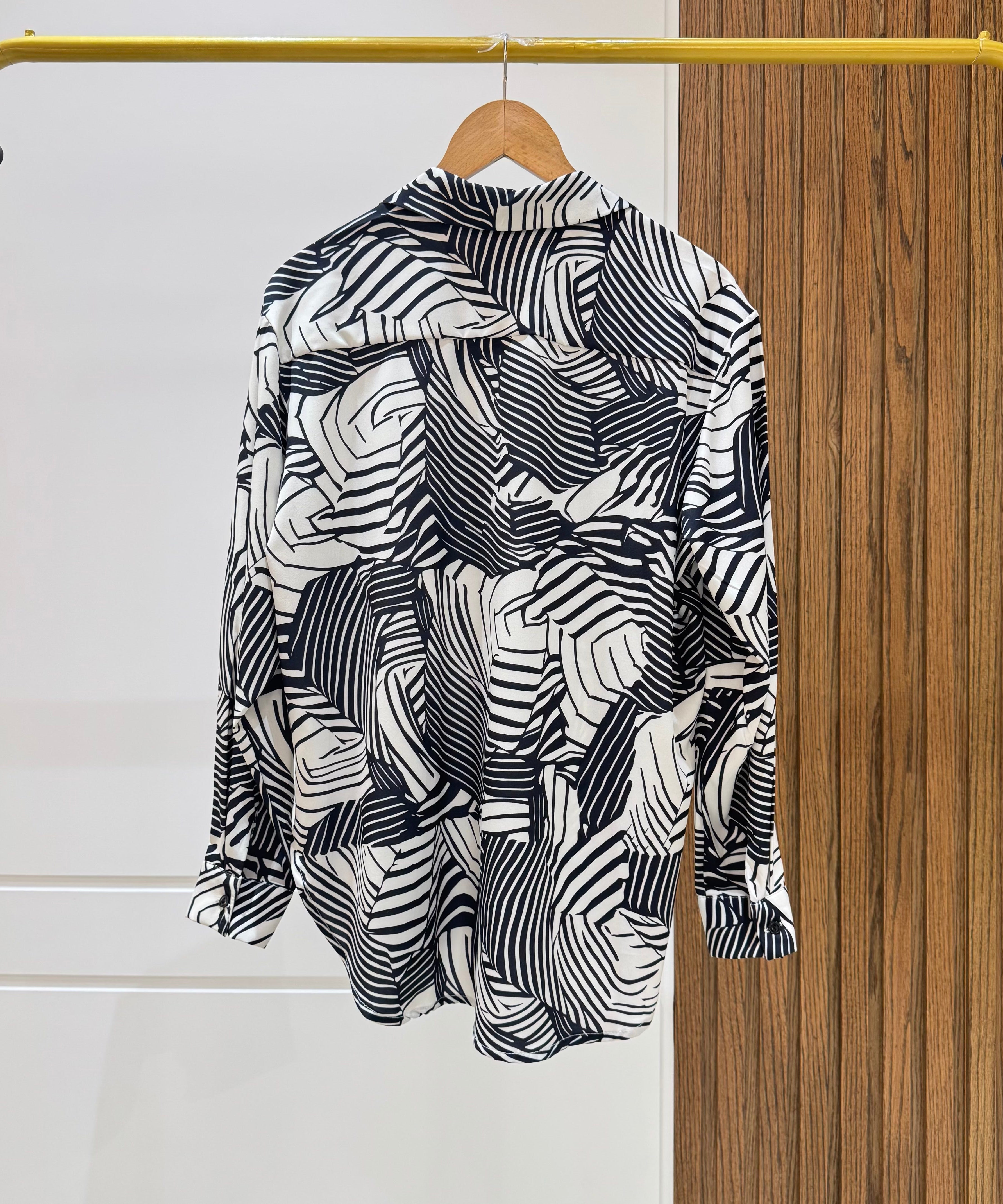 Shirt-Chiffon crepe-BLACK