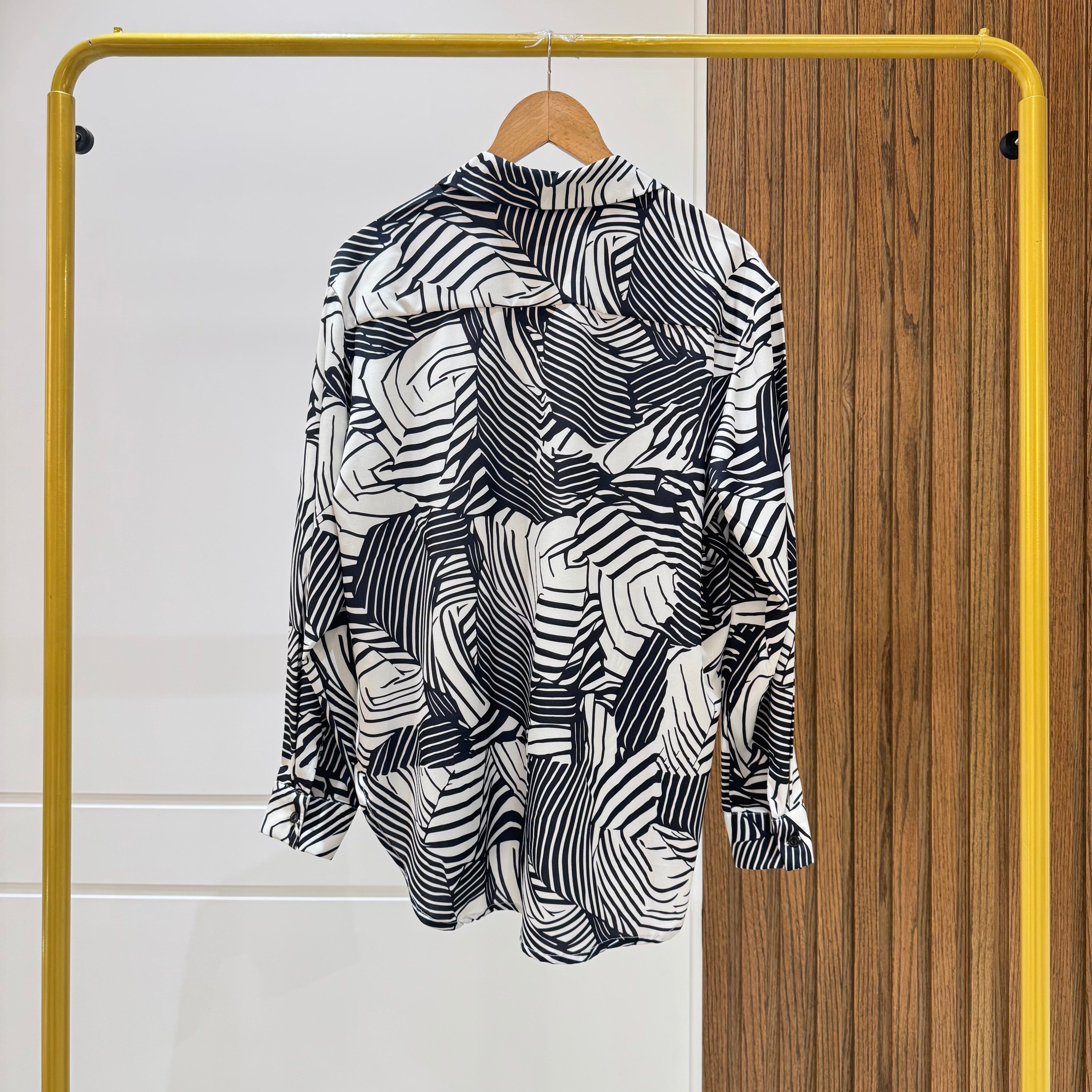 Shirt-Chiffon crepe-BLACK