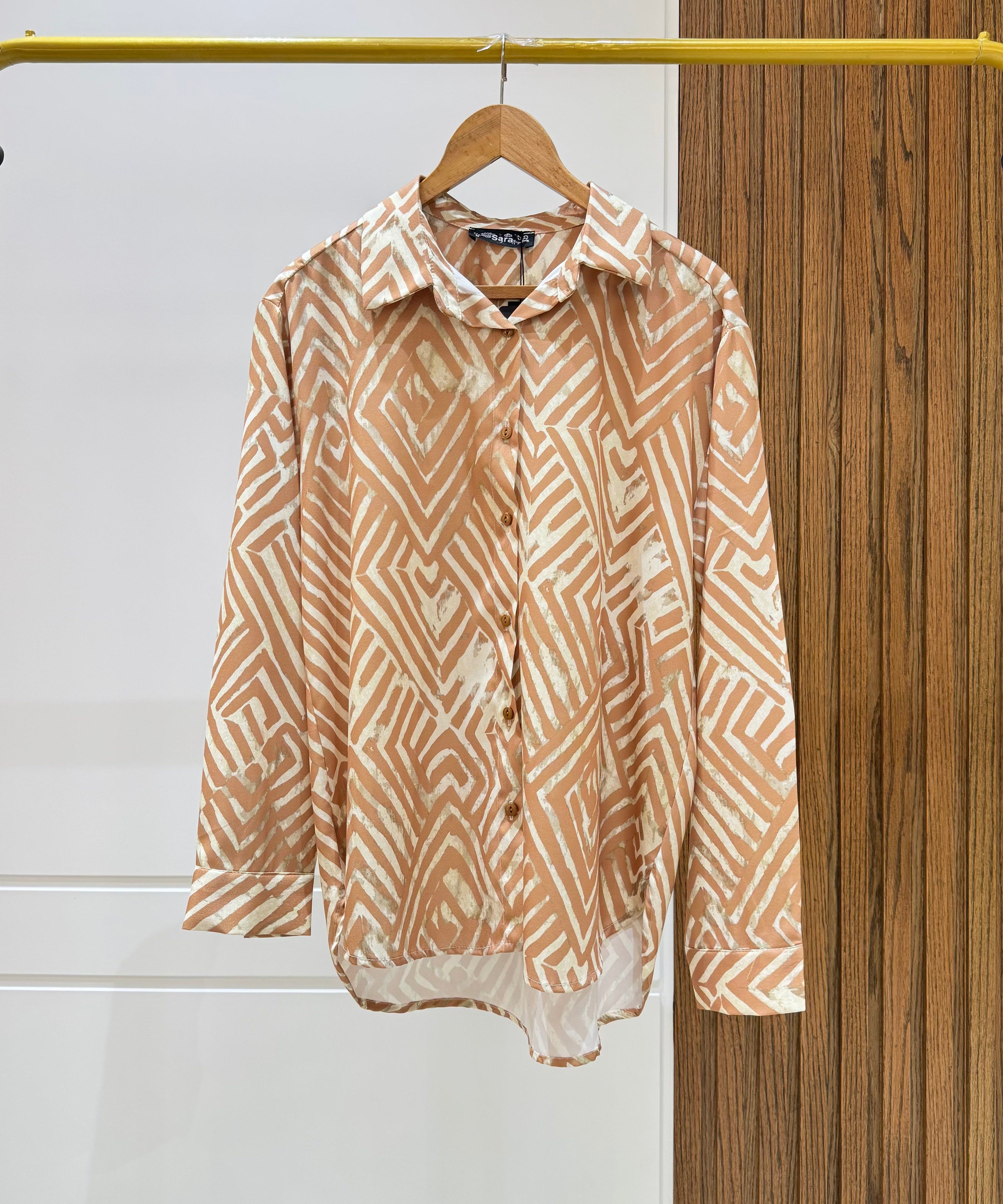 Shirt-Chiffon crepe-BEIGE