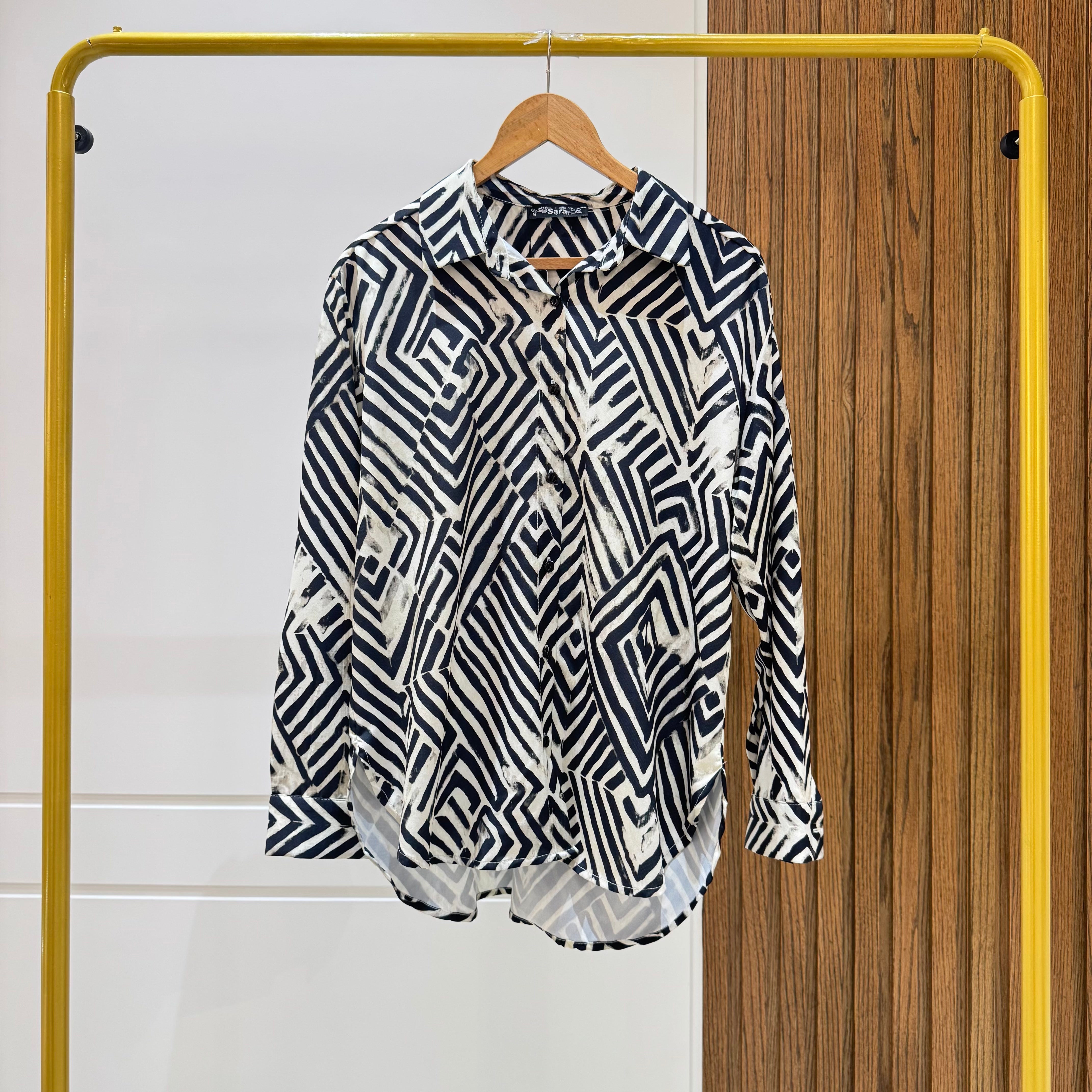 Shirt-Chiffon crepe-BLACK