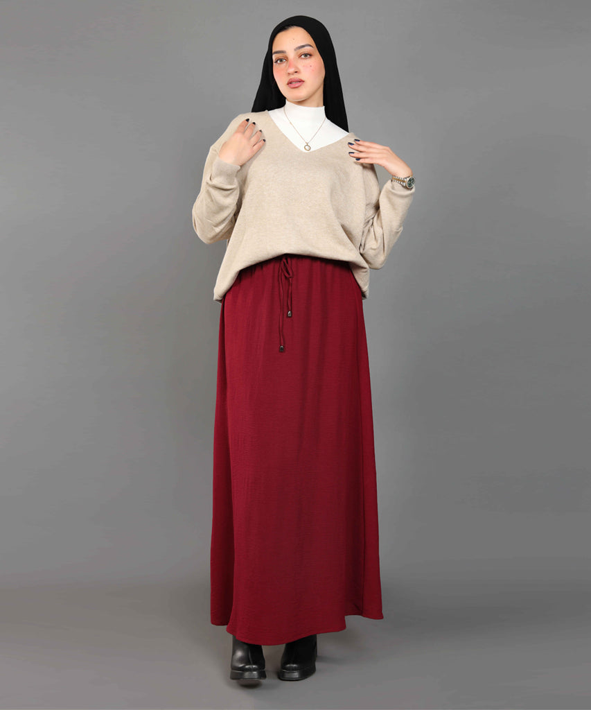 Skirt-Cotton Viscose-BURGUNDY