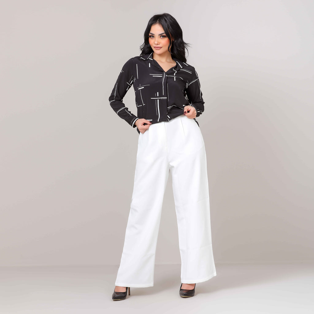 Trouser-Thick Crepe-OF WHITE