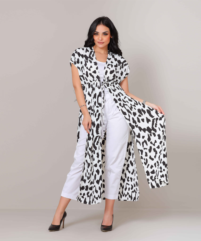 Cardigan-Chiffon Crepe-WHITE