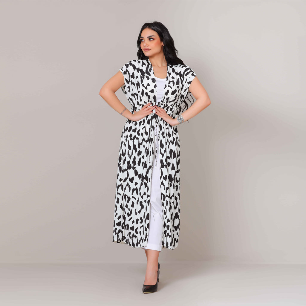 Cardigan-Chiffon Crepe-WHITE