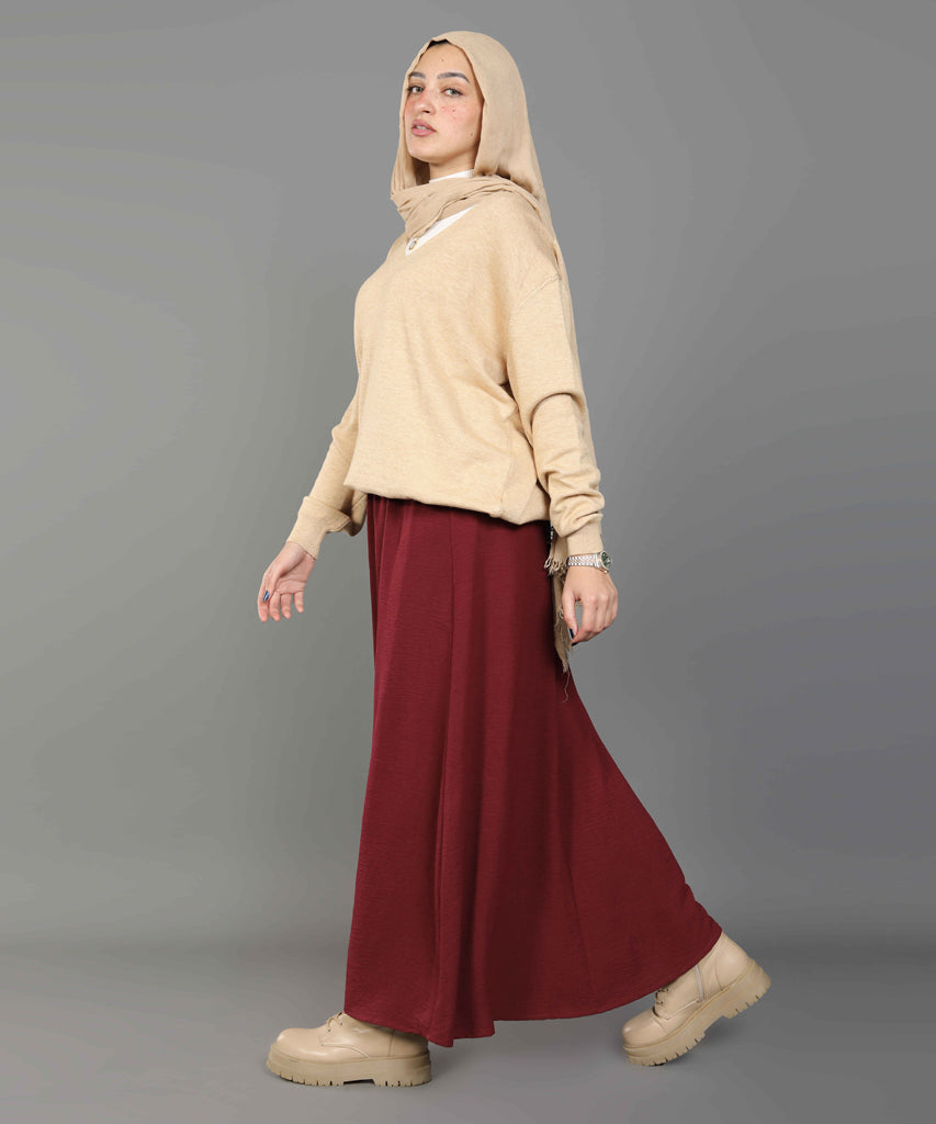 Skirt-Cotton Viscose-BURGUNDY