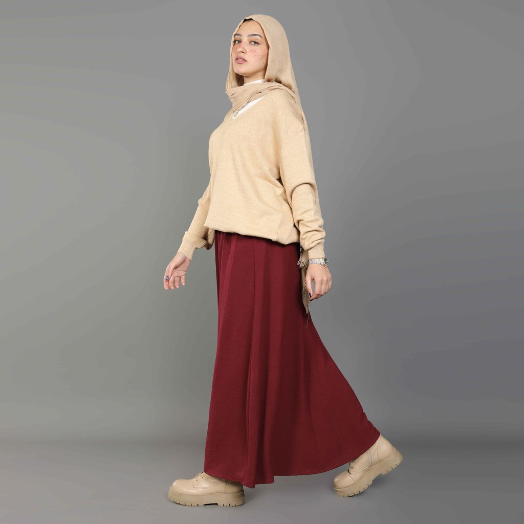 Skirt-Cotton Viscose-BURGUNDY