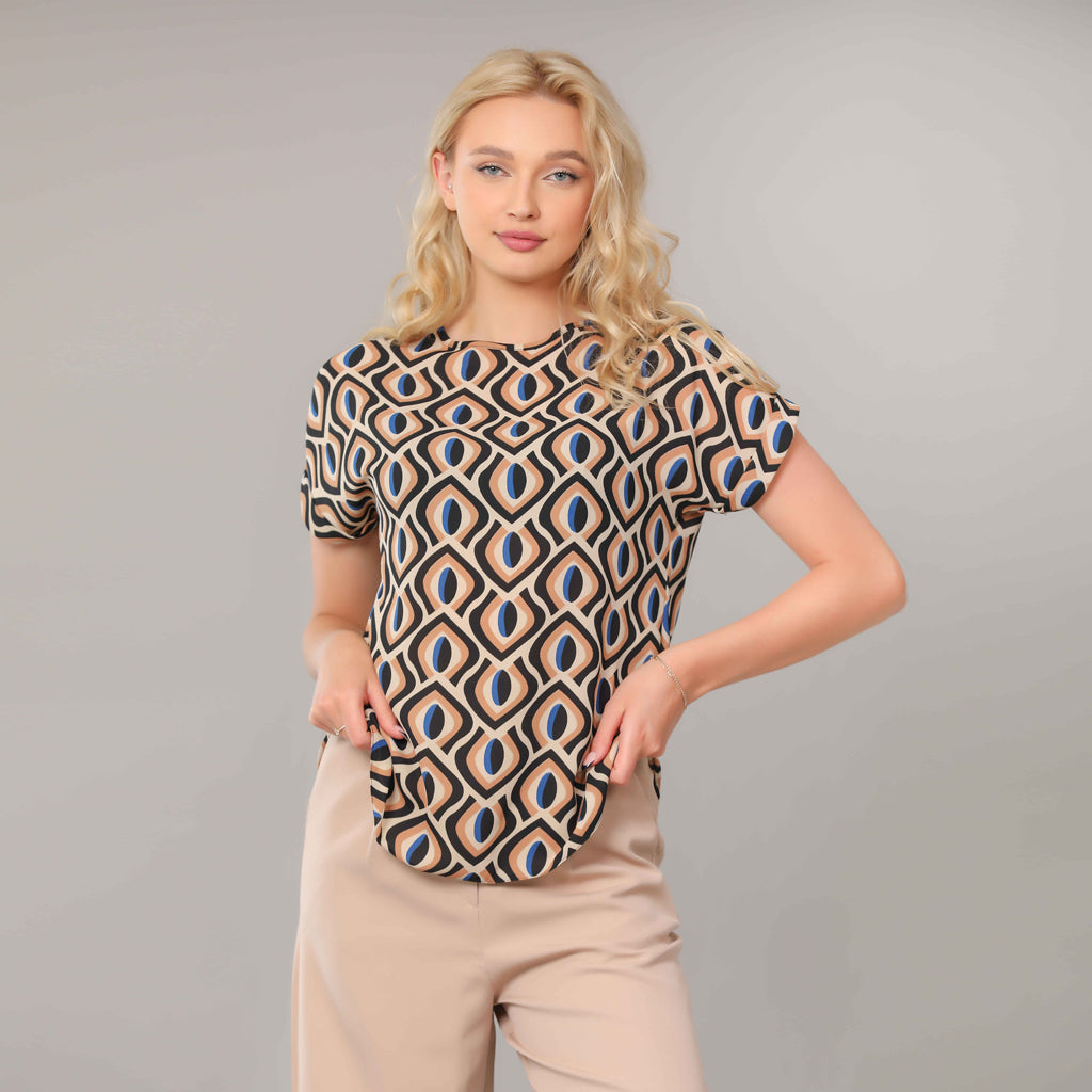 Blouse-Chiffon Crepe-BEIGE